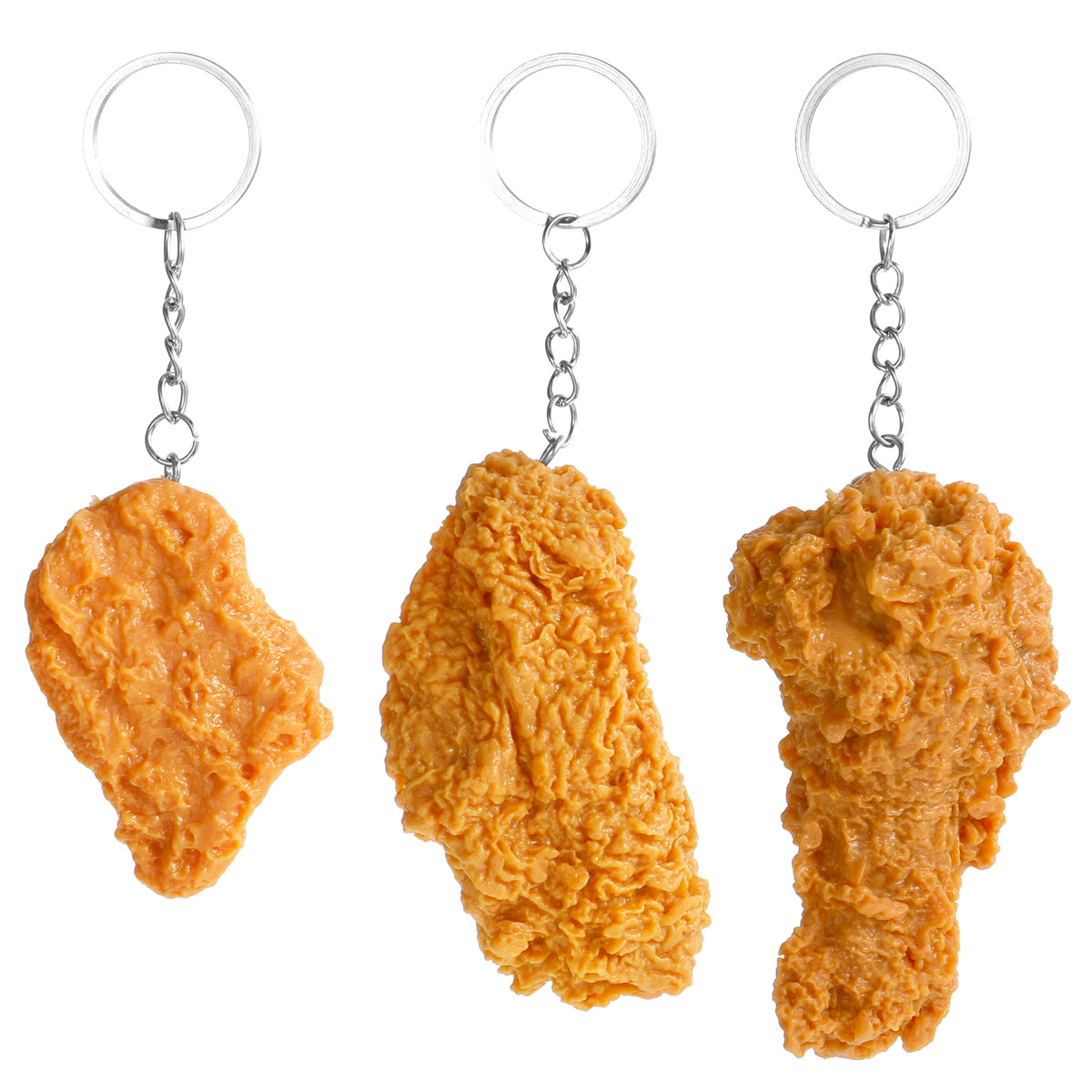 Wanmu Imitation Food Keychain, Realistic Fried Chicken Nugget Wing Drumstick Key Chain, Creative Keyring, Funny Gifts, Cute Handbag Purse Car Keys Accessories