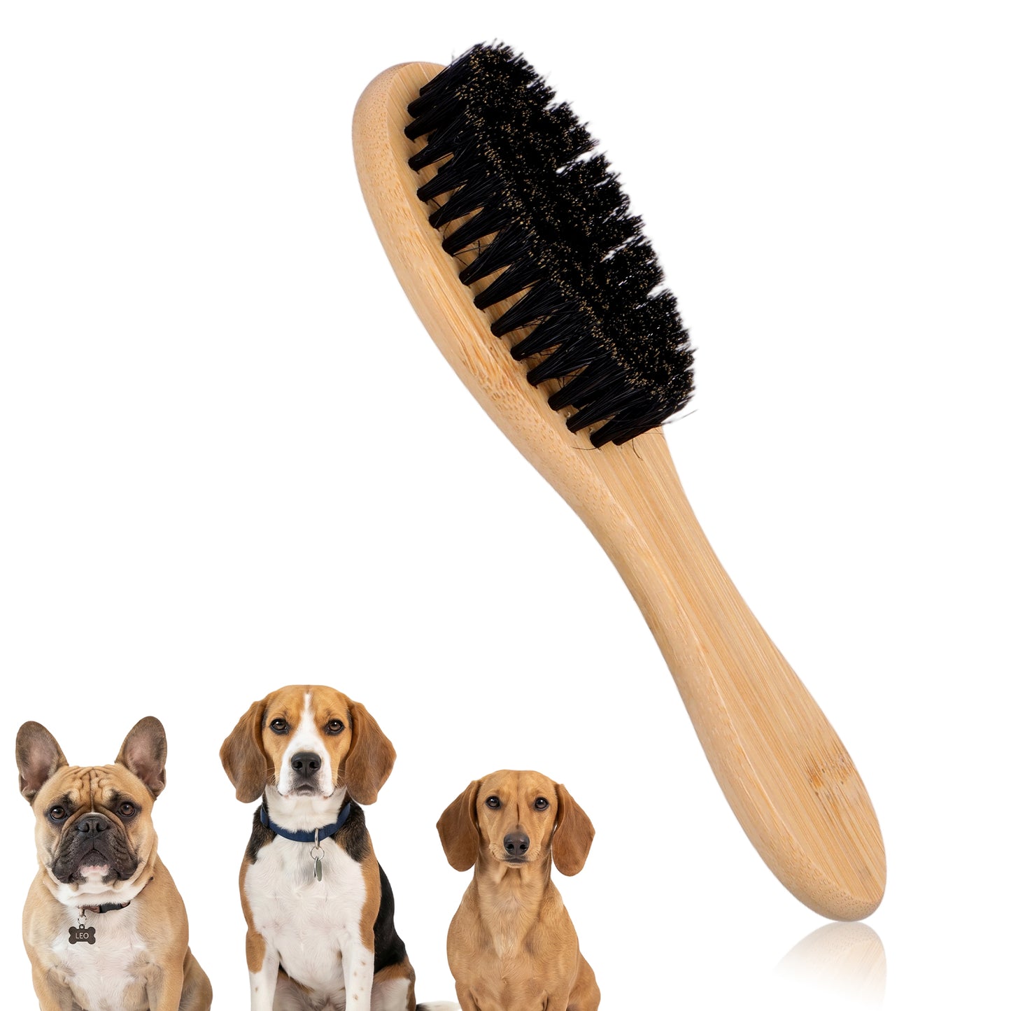 FNANJWQ Pet Soft Brush with Wood Handle, Boar Bristle Pet Brush Professional Grade Daily Grooming Hairbrush Soft & Gentle Healthy Shine & Reduce Shedding for Short Haired Furry Pets Cats Dogs