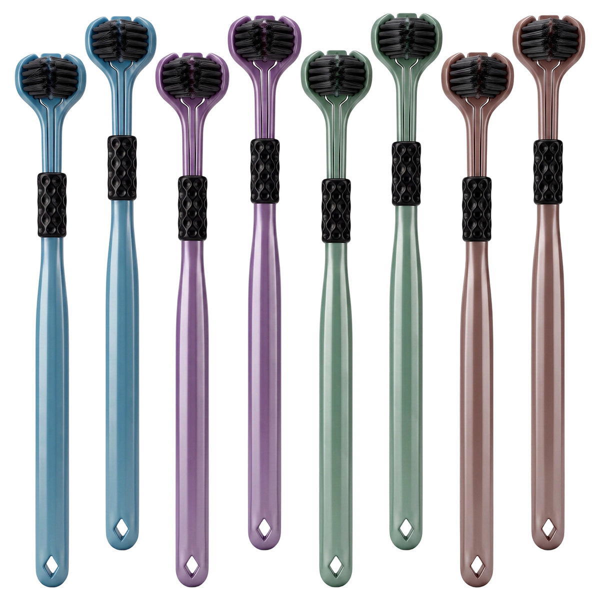 Heclia 8 Pcs 3-Sided Toothbrush 3 in 1 Soft Bristle Adult Toothbrush