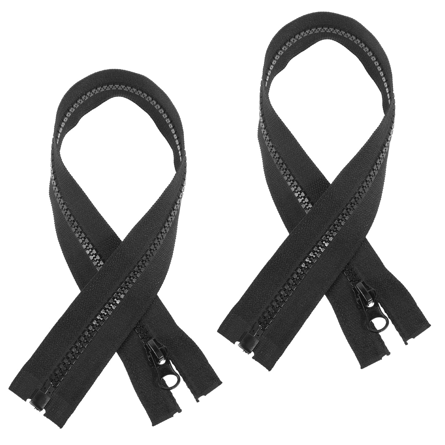 2 PCS Separating Jacket Zipper Black Molded Plastic Zipper 16 Inch Resin Zipper Replacement Coat Open End Zipper DIY Sewing Tools for Clothes Bags Home Textile Sweatshirts