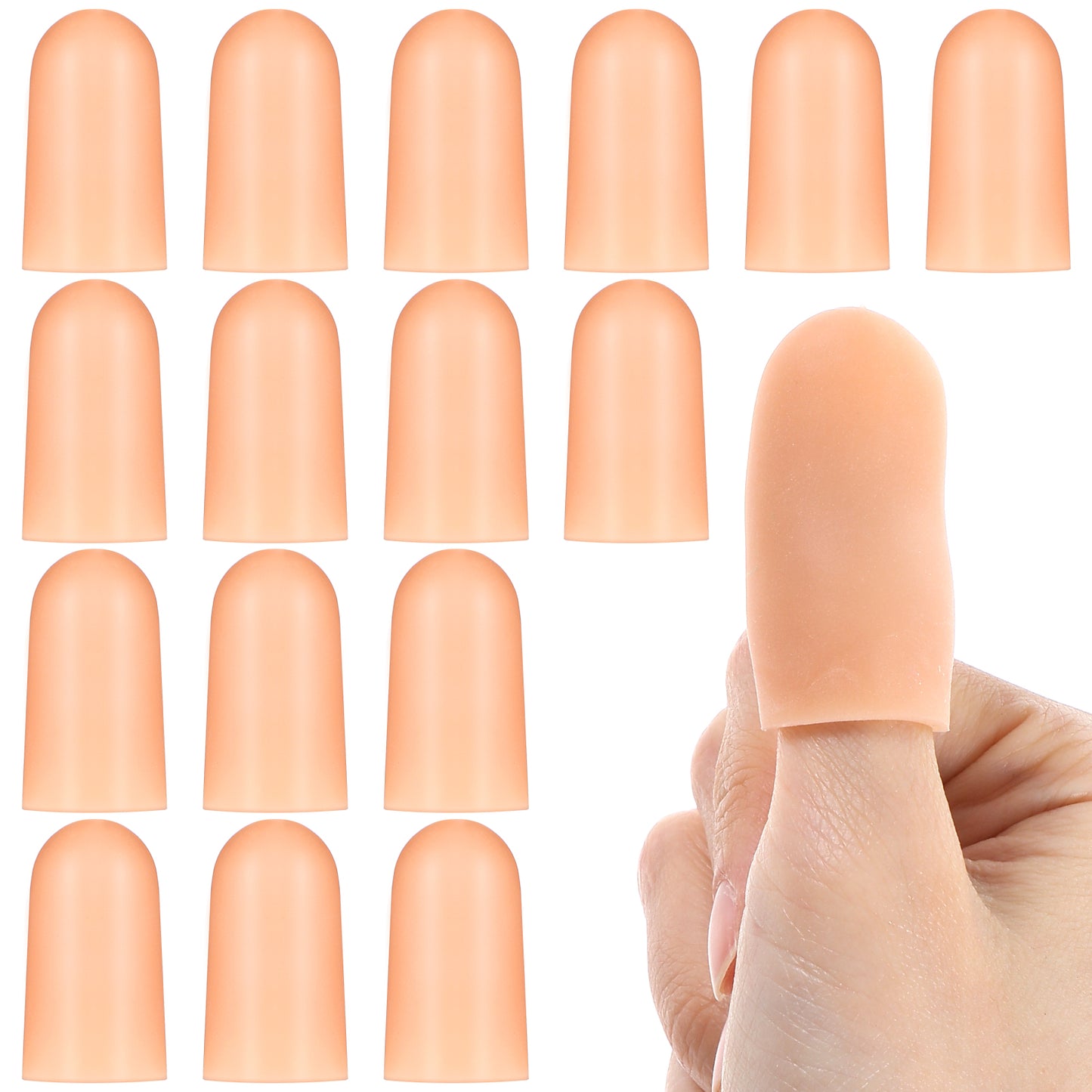 Ptwola 16pcs Finger Cots Silicone Finger Protector Covers Waterproof Soft Fingertips Support Sleeves Rubber Thumb Finger Caps Wrap Gloves for Finger Cracking Wound Cut Biting Protection