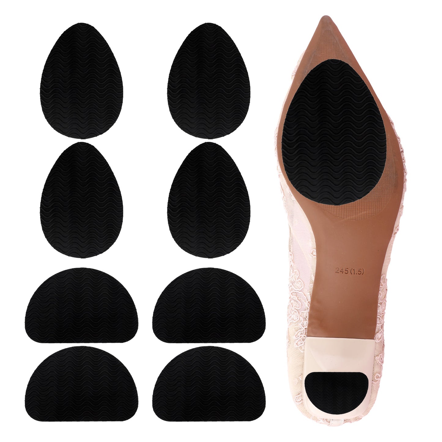 COMNICO Shoe Heel Pads, 8 Pcs Non-Slip Shoe Repair Rubber Heels Thickness Shoe Heel Repair Kit Shoe Grips Shoe Sole Protectors High Heels Adhesive Stickers for Womens
