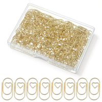 Qianyu 200 Pcs Small Gold Paper Clips Love Heart Shaped Paperclips Cute Mini Paperclips Metal Paper Clip for Office School Home Desk Organizers Wedding Decorative Supplies Scrapbooking