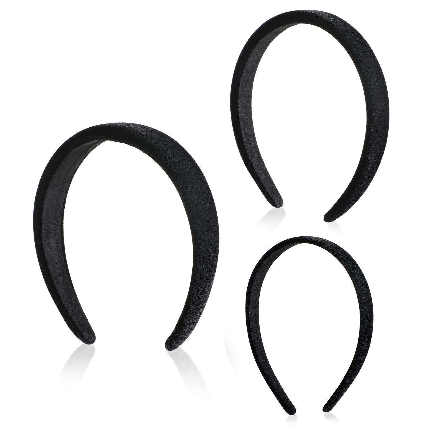 3Pcs Black Velvet Padded Headbands for Women Soft Simple Headband for Girls Plain No Teeth Thick Hoops Headbands Fashion Nonslip Solid DIY Hair Accessories for Halloween Christmas Valentine's Day