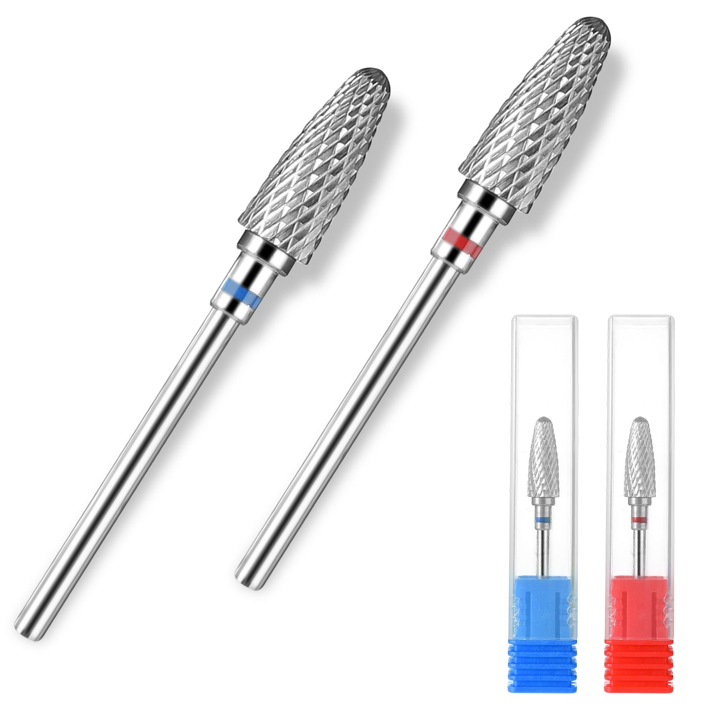 YUXIANLB 2pcs Safety Nail Drill Bit, 3/32'' Professional Nail Bits Cone Tungsten Drill Beginners Bits File Under Cleaner Dead Skin for Electric Manicure Cuticle Gel Polishing