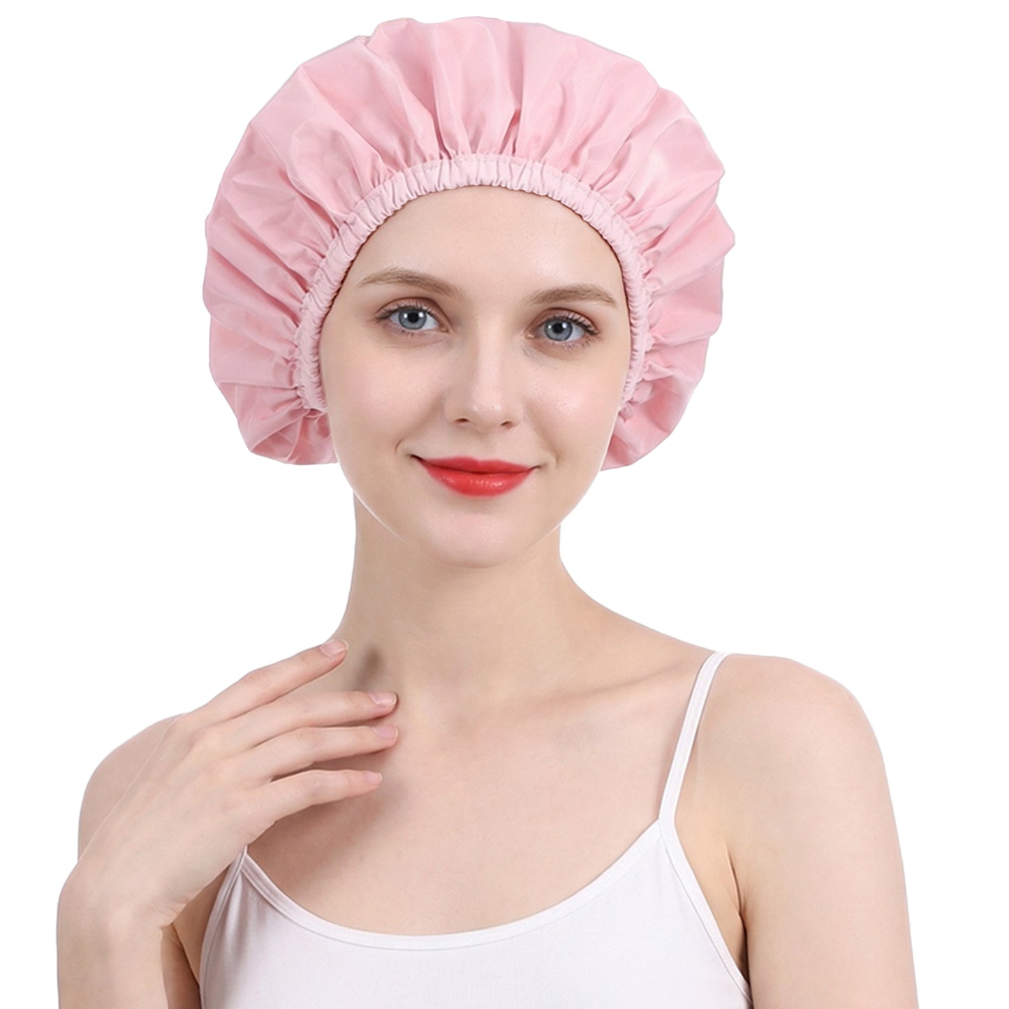 Sibba Reusable Shower Caps for Women, Large Shower Cap with Non-Slip Elastic Band, Thickened Waterproof Bath Hair Hat for All Hair Styles