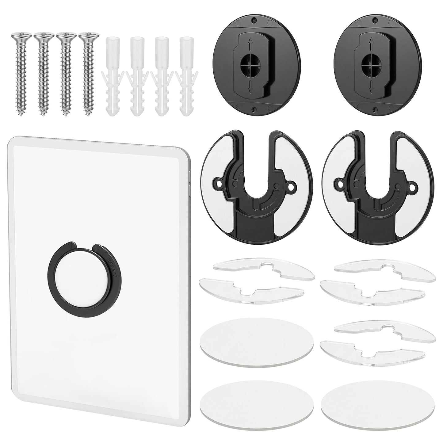 2 Pcs Universal Tablet Wall Mount Holder 90 Degrees Adjustable Rotating Wall Mount Tablet Holder Sturdy Kitchen Walls Phone Holders for Walls Compatible with Most Tablets Smartphone Devices and More