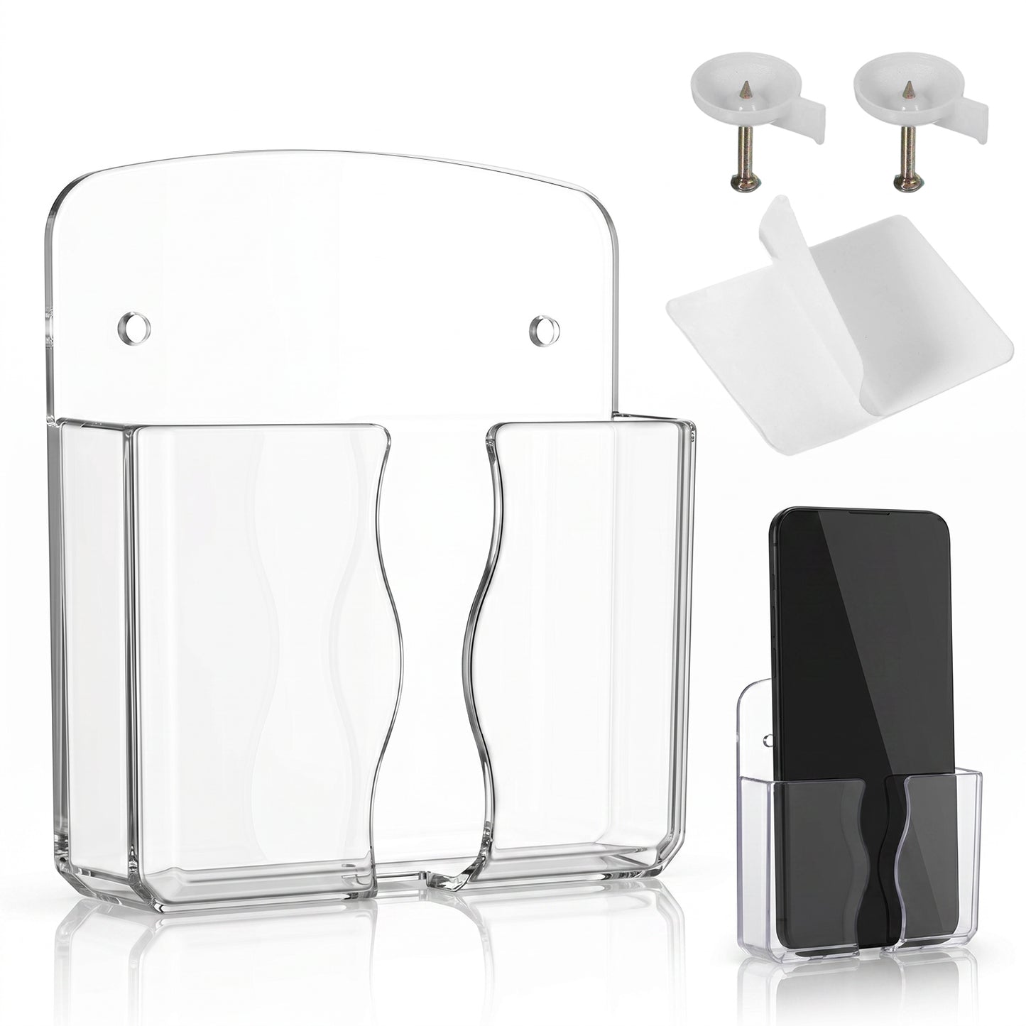 Hpmjz Wall Mounted Phone Holder Self Adhesive Cell Phone Stand Clear Stand