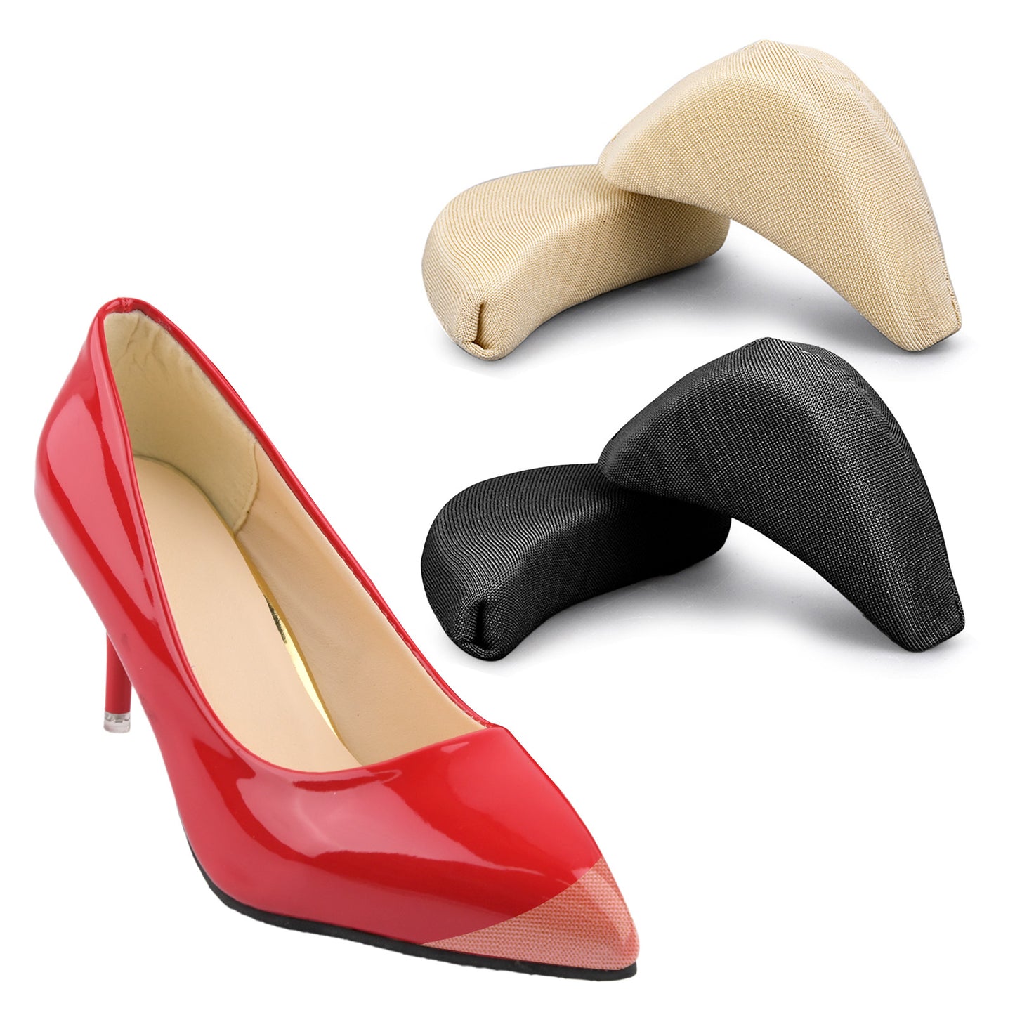 2 Pairs Toe Inserts for Shoes Too Big Reusable Shoe Inserts Foam Toe Filler Shoe Fitters Toes Insert Half-Size Toes Pads Cushion Insert for Women Men Loose Shoes, High Heels, Sneakers, Boots