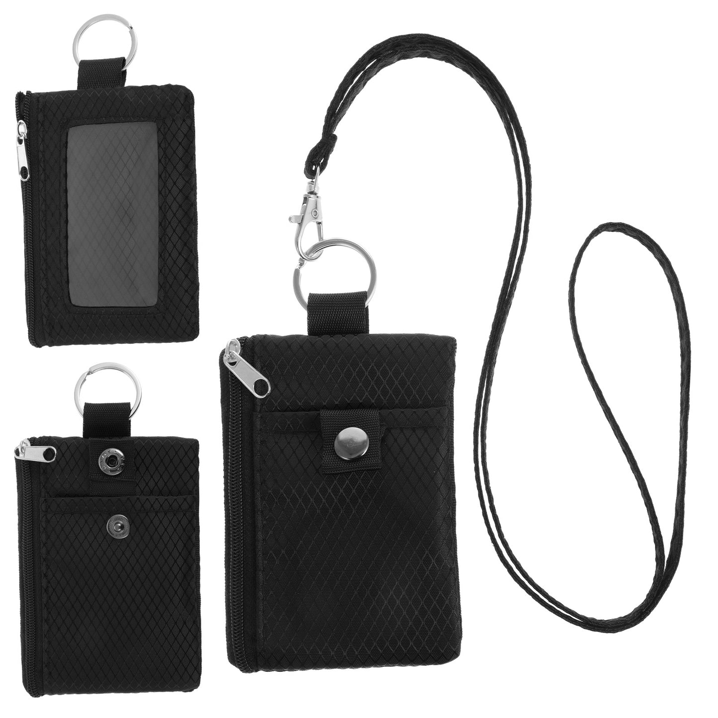 RFID Blocking Small Neck Wallet Water Resistant Zipper ID Case Pouch Travel Neck Wallet with Lanyard Keychain Badge Holder with ID Window for Women Men Boys Girls Cards Coin Daily Use