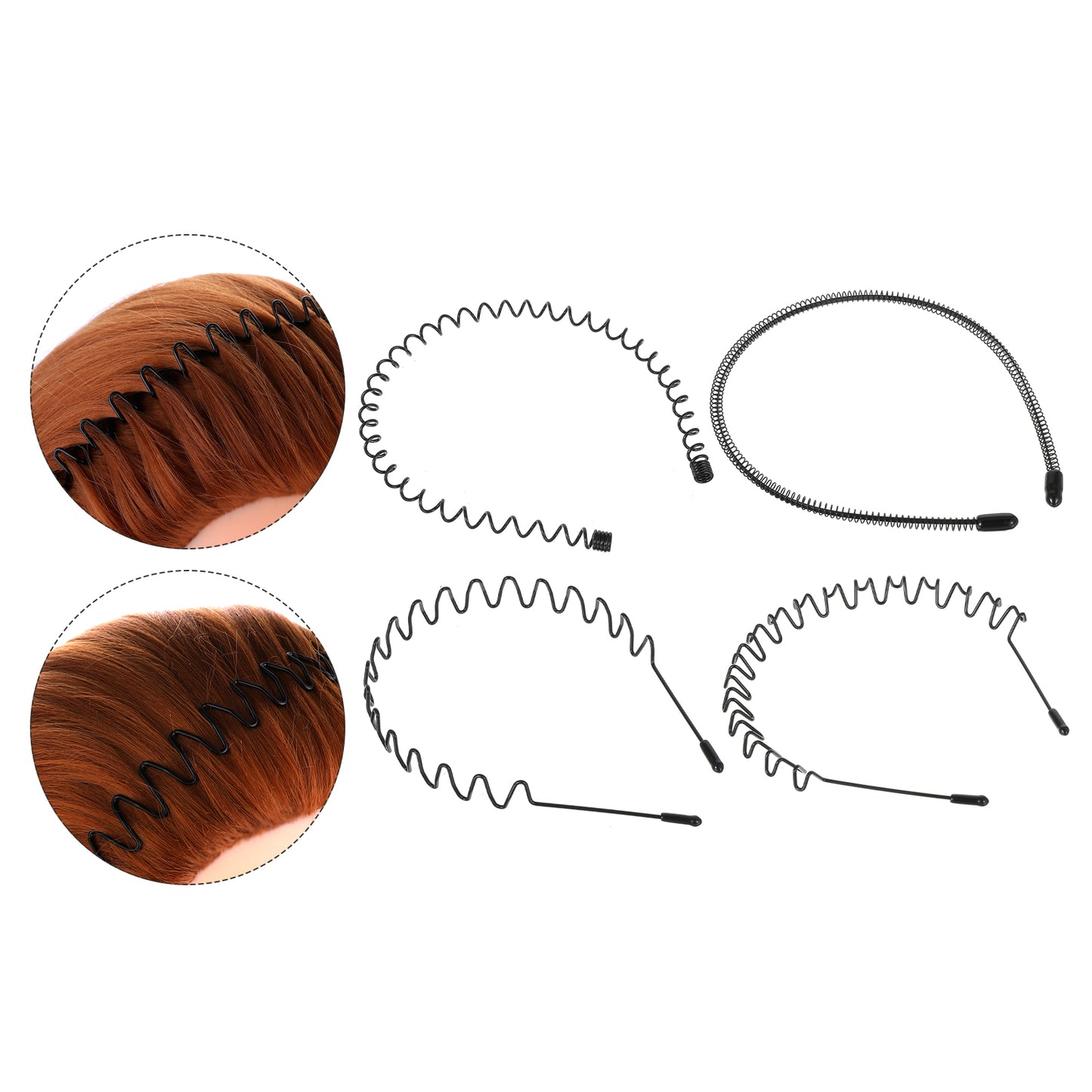 Sibba Headbands For Women 4 PCS Zig Zag Hair Band Washing Face Hairband Holder Elastic Metal Hair Hoops Non Slip Headpiece 90s Comb with Teeth Headwear Thin Curly Wavy Spring Hairbands Beauty