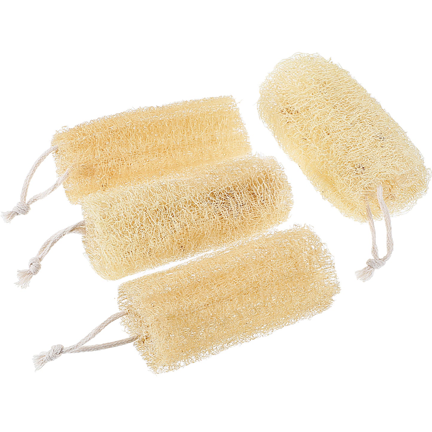 YBEATY 4PCS Natural Loofah Sponge Set Dye Free Exfoliating Body Scrubber Organic Luffa All Purpose Household Plant-Based Loofah Sponges for Women and Men in Shower Dishes Cleaning(Size 2)