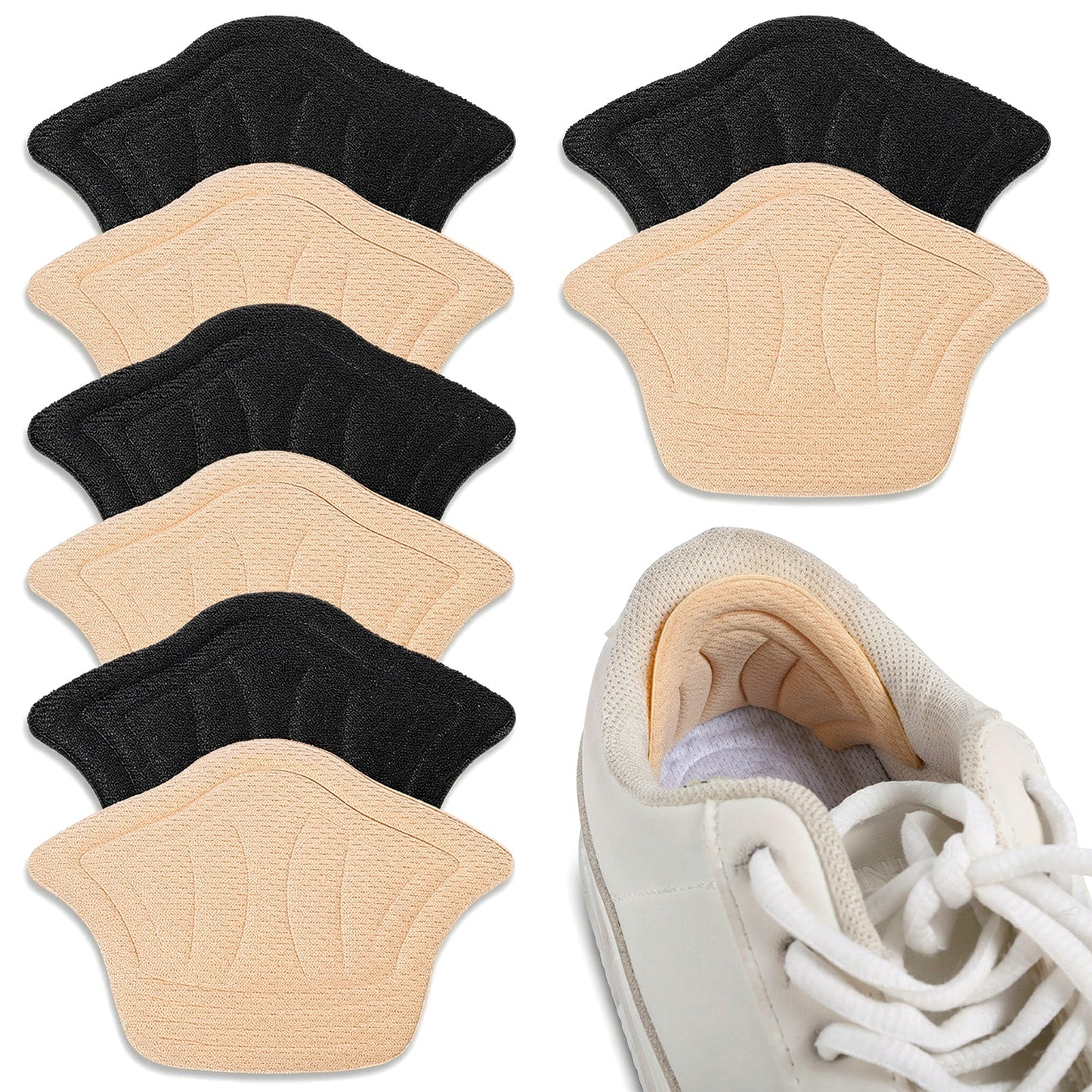 Qianyu 4 Pair Shoe Heel Inserts Cushioned Heel Pads Adhesive Heels Grips Non-Slip Mesh Cushion Pads Heels Guard Liners Comfortable Fit for Loose Shoes Too Big Boots for Women Men