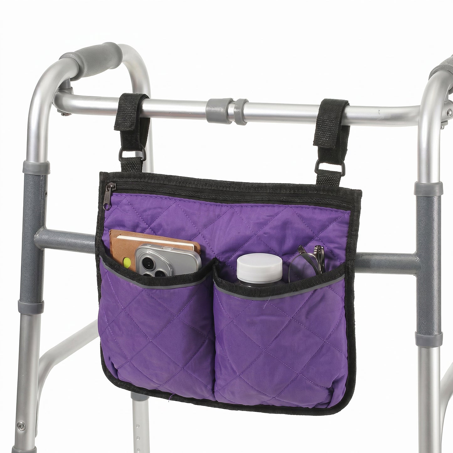 YBEATY Walker Bag for Folding Walker Walker Basket with Reflective Safety Strips Foldable Wheelchair Storage Bag with 2 Adjustable Straps for Night Visibility Seniors Elderly, Large Capacity Organizer