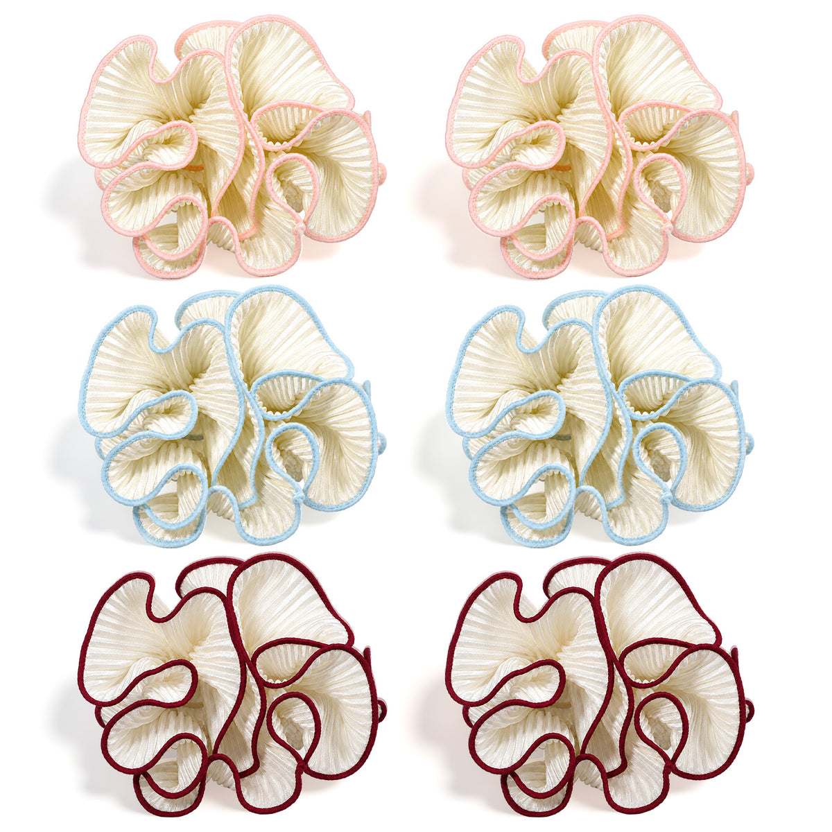6 Pcs Oversized Puffy Hair Scrunchies Elastic Double Layer Pleated