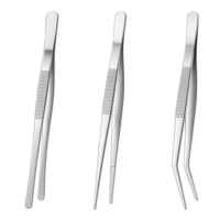 3Pcs Kitchen Cooking Tongs Tweezers Stainless Steel Kitchen Utensils Metal Fine Tweezers Tongs with Precision Serrated Tips for Roasting Chef Serving Food Grill Culinary Pasta Salad BBQ Sea Food