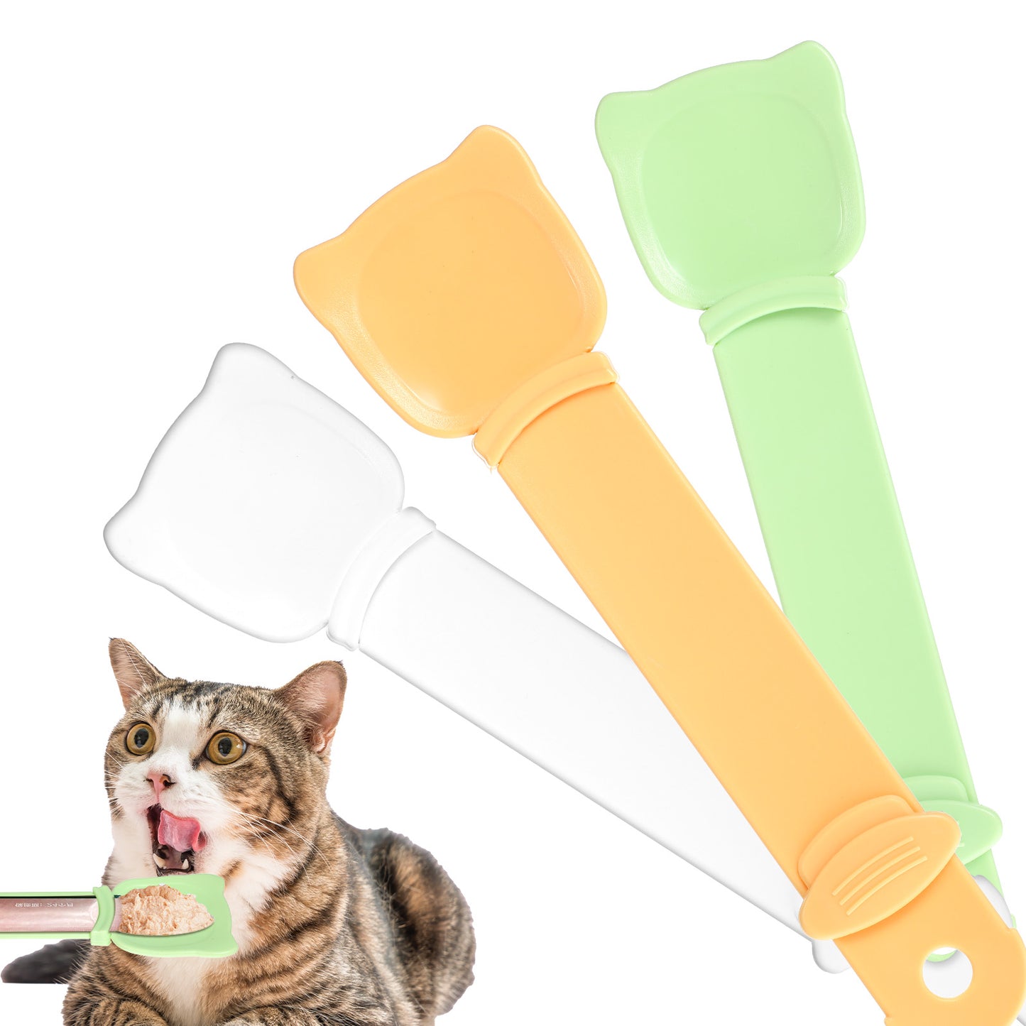 Wanmu 3Pcs Cat Strip Feeder, Cat Treat Dispenser, Happy Cat Wet Food Spoon, Cat Squeeze Treats for Cat Lickable Liquid Snack, Cat Feeding Food Storage