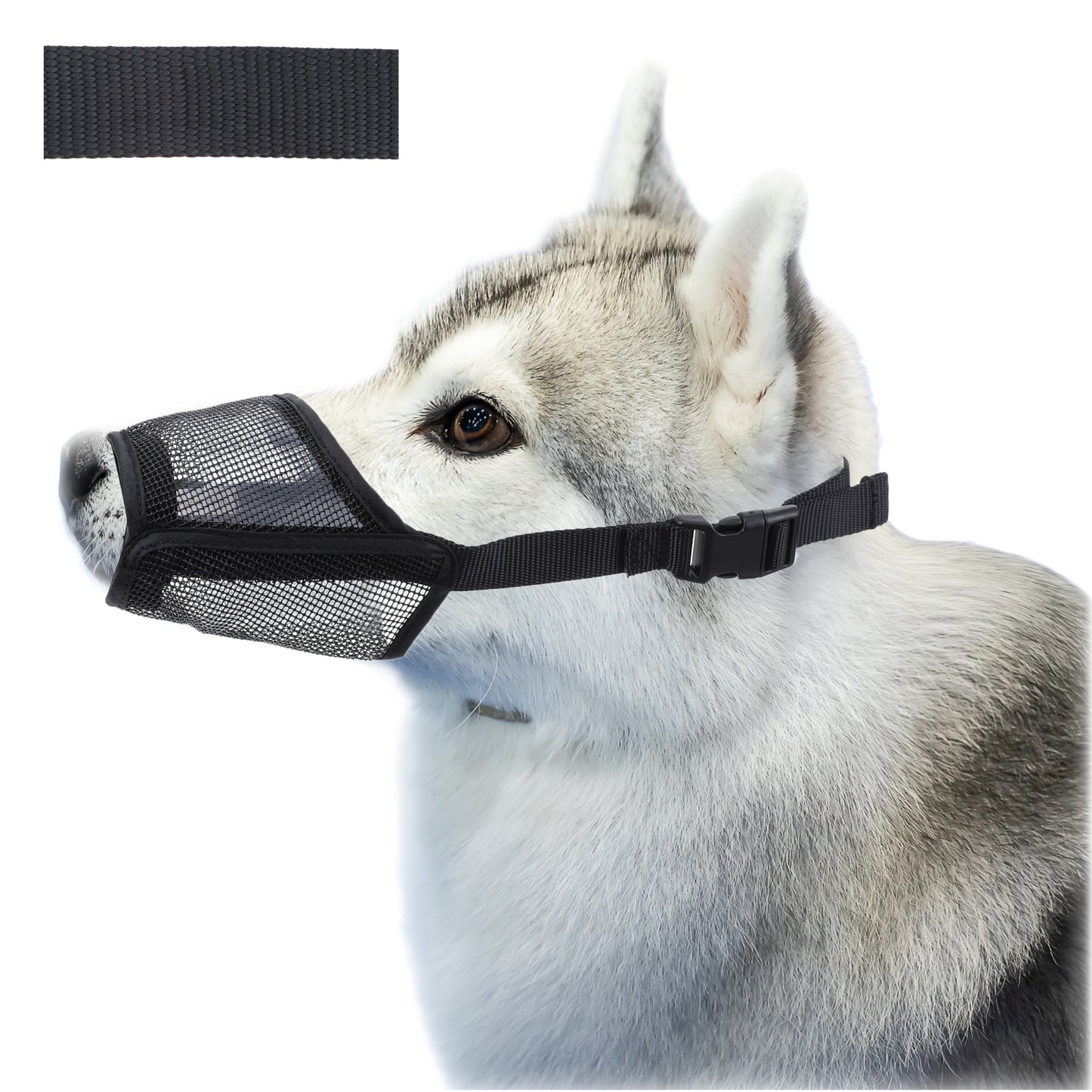 Wanmu Dog Muzzle, Breathable Dog Mouth Guard to Prevent Biting Chewing, Soft Adjustable Air Mesh Muzzles for Small Medium Large Dogs, Chihuahua, Poodle Husky, Labrador, Grooming