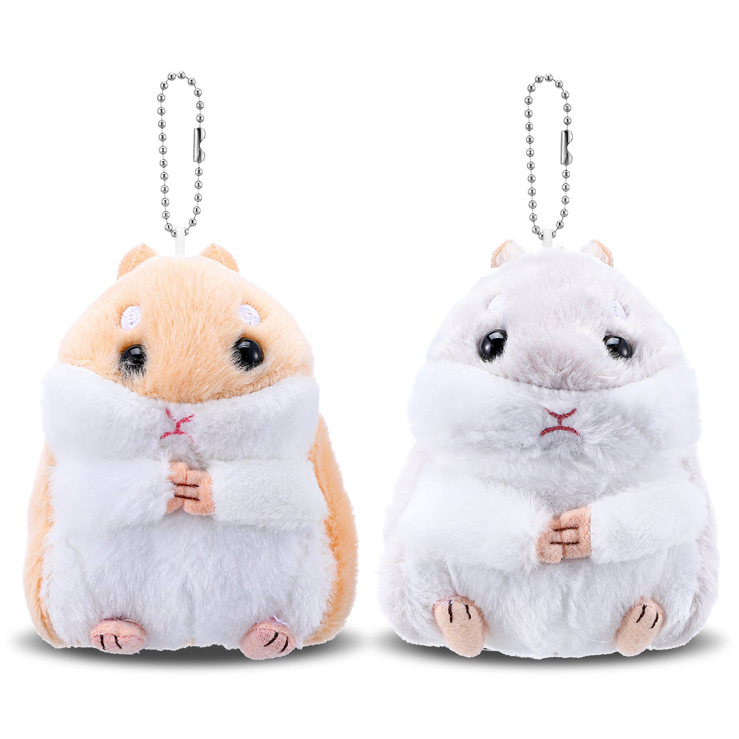 Wanmu Cute Plush Hamster Keychain, 2 Pcs Stuffed Animals Keyring, Plush Toy Keychain Wallet Backpack Charms Handbag Pendants Key Ring Charms Car Key Chains
