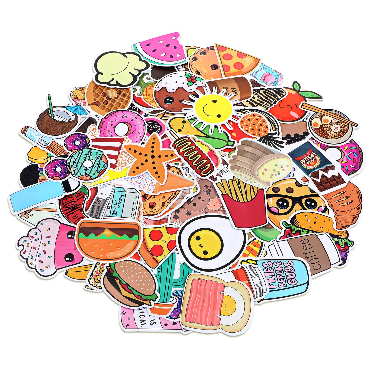 Wanmu 200 Cute Food Stickers, Dishwasher Safe Stickers for Water Bottles, Waterproof Vinyl Stickers, Party and Holiday Gifts for Kids, Teens, Adults, Boys, and Girls
