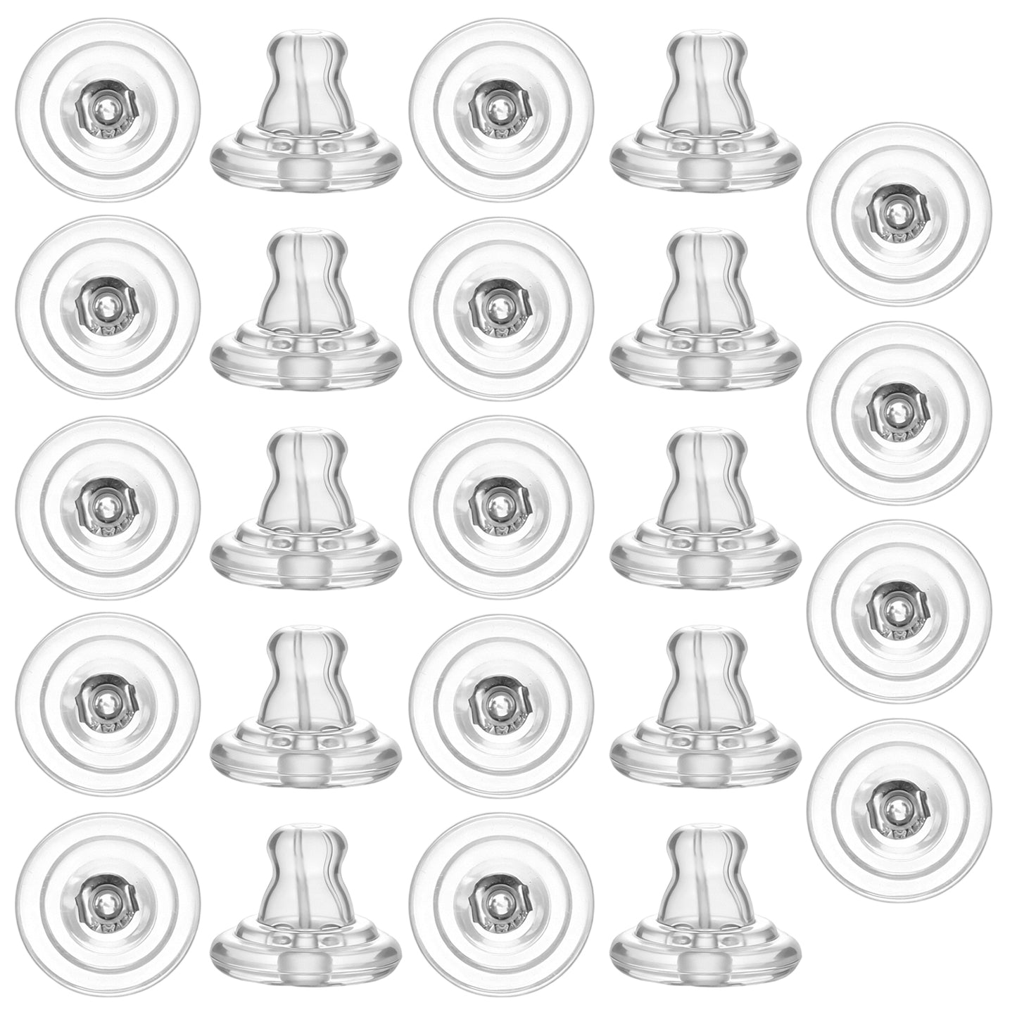 Hadnves 24 Pcs Silicone Earring Backs Locking Secure Earring Backs Replacements Soft Clear Stoppers for Studs/Droopy Ears Heavy Earrings Adults Women Men