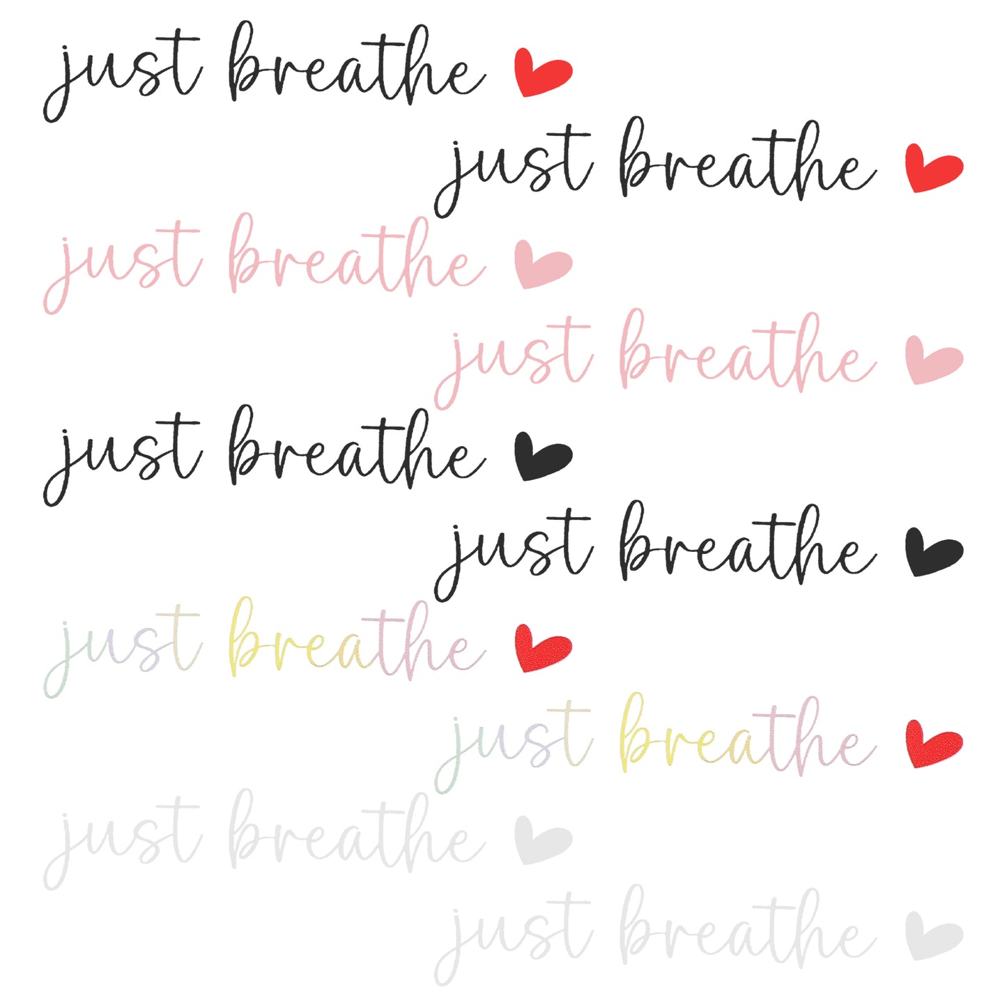 10 Pcs Just Breathe Rear View Mirror Sticker Cute Rearview Mirror Decal Automotive Vinyl Rear Mirrors Decorative Stickers Window Affirmation Decal for Car Accessory Window Laptop Water Bottle Tumbler