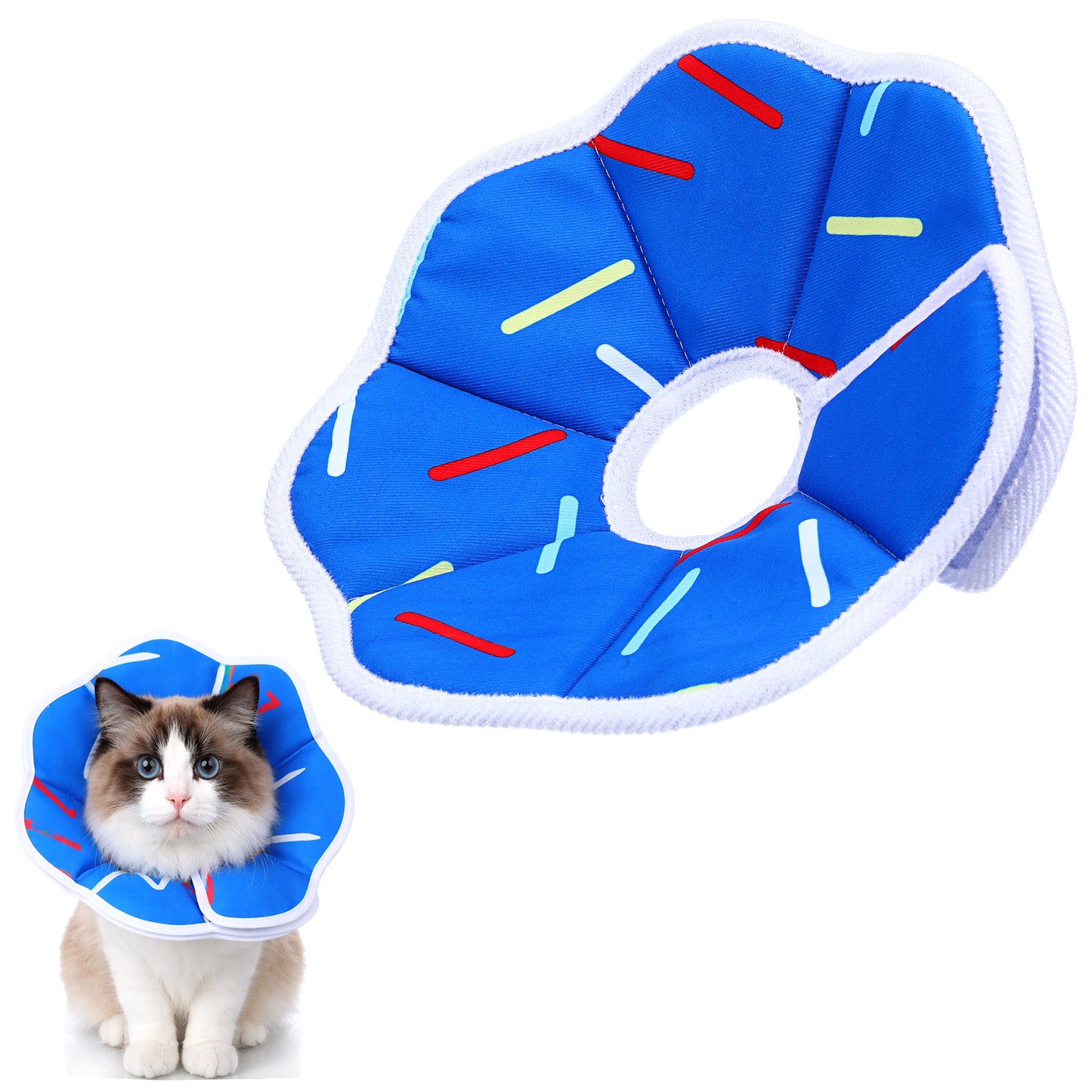 YBEATY Cat Cone Collar Soft Adjustable Lightweight Cat Recovery Collar to Stop Licking Protective Cats Neck Cone After Surgery for Small Animal Cats Kittens Puppies After Surgery Grooming (Style 2, M)