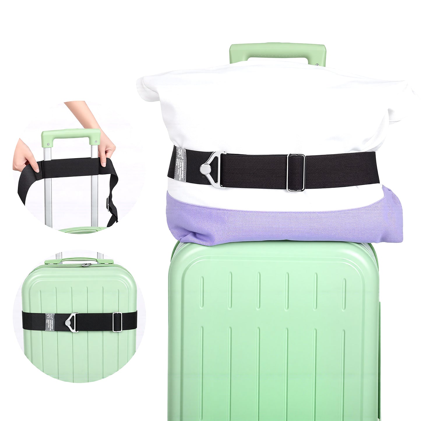 Sibba Luggage Straps 2-in-1 Travel Belt for Luggage Straps Over Handle for Add a Bag Adjustable Travel Suitcase Belt Secure Lock Strap to Prevent Bursting Adjustable Suitcase Belts or Carry On Bag
