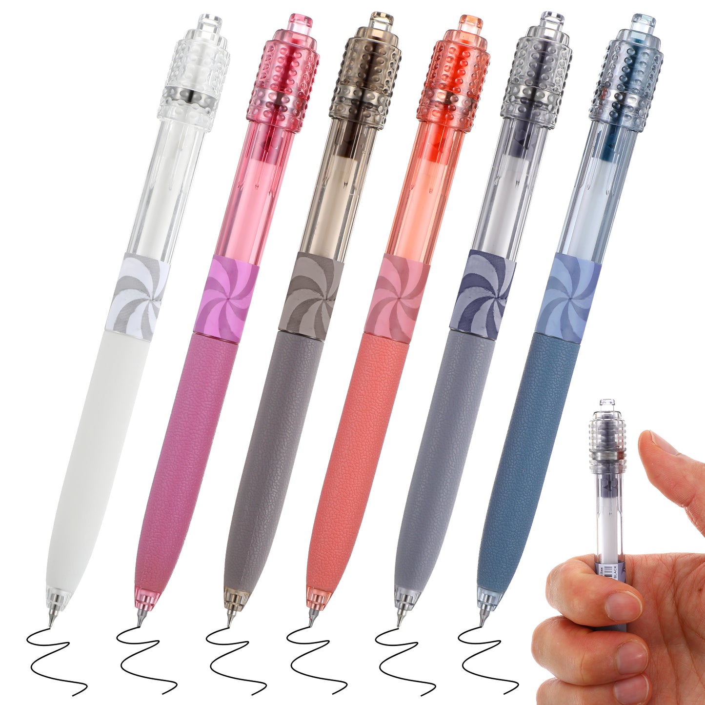 KFHENSOMR 6Pcs Fidget Pen Fidget Gel Pens for Adults 0.5mm Stress Relief Spinner Pen Quick Dry Retractable Gel Pens Smooth Writing for Journaling Office School Supplies