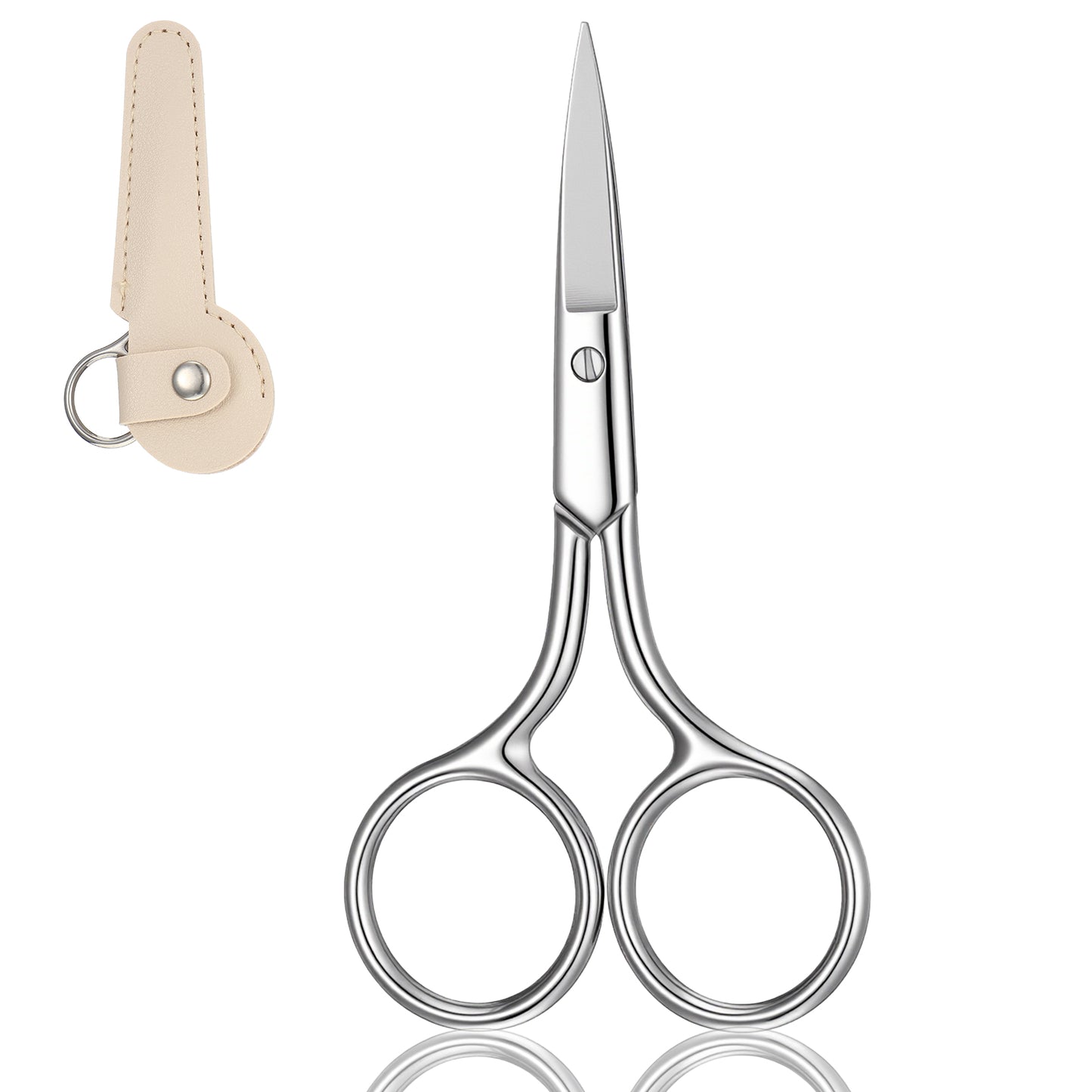 ElevateTech Silver Eyebrow Scissors Lash Scissors Professional Stainless Steel Small Shears for Men and Women for Eyebrows, Mustache Beard Hair Ear Nose