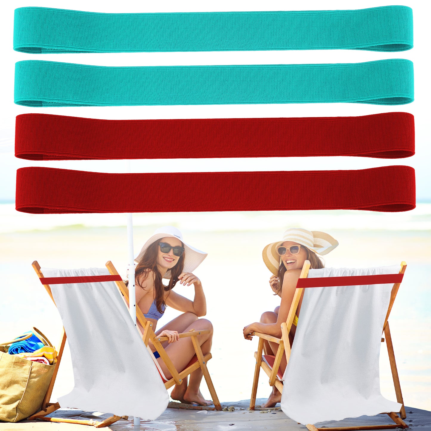 Towel Bands for Cruise Chairs Beach Chairs 4 Pcs Elastic Towel Clips, Cruise Essential for Women Beach Accessories, Chair Bands for Pool, Windproof Towels Band Vacation Home