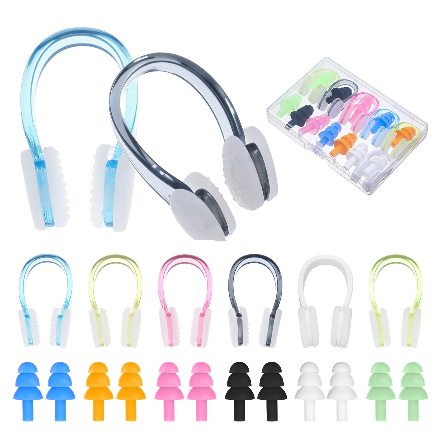 6 Sets Silicone Nose Clips Swimming Nose Plugs Earplugs Waterproof NoseClips Earplugs Ear & Noses Protector Swimming Sets Training Swimmer Protector for Adults Kids