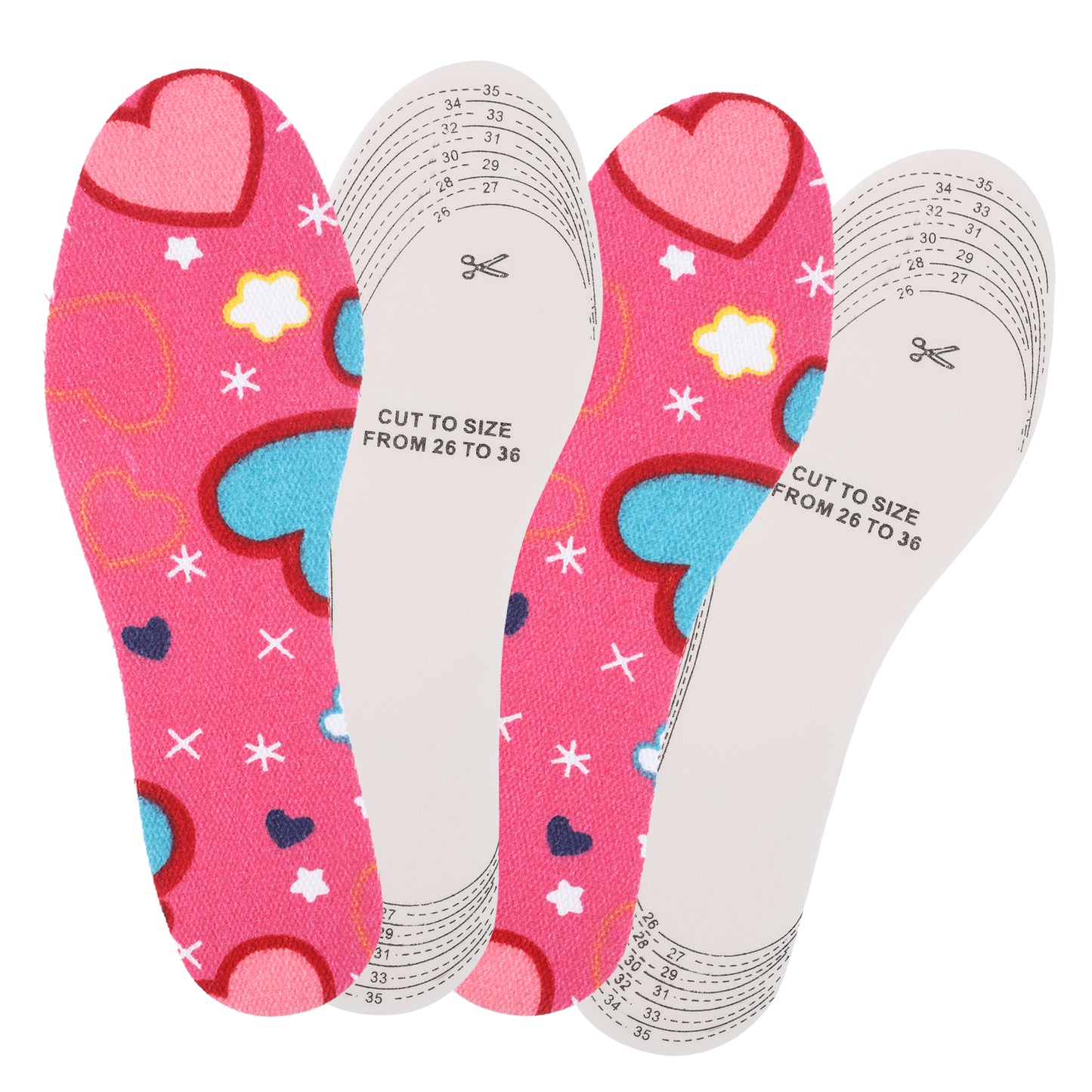 WLLHYF Kids Insoles for Shoes, Kids Heel Grips Soft and Breathable Child Size Insoles for Kids, Memory Sponge Shoe Inserts Cut Any Size for Children and Toddler (2 Pair Love Heart)
