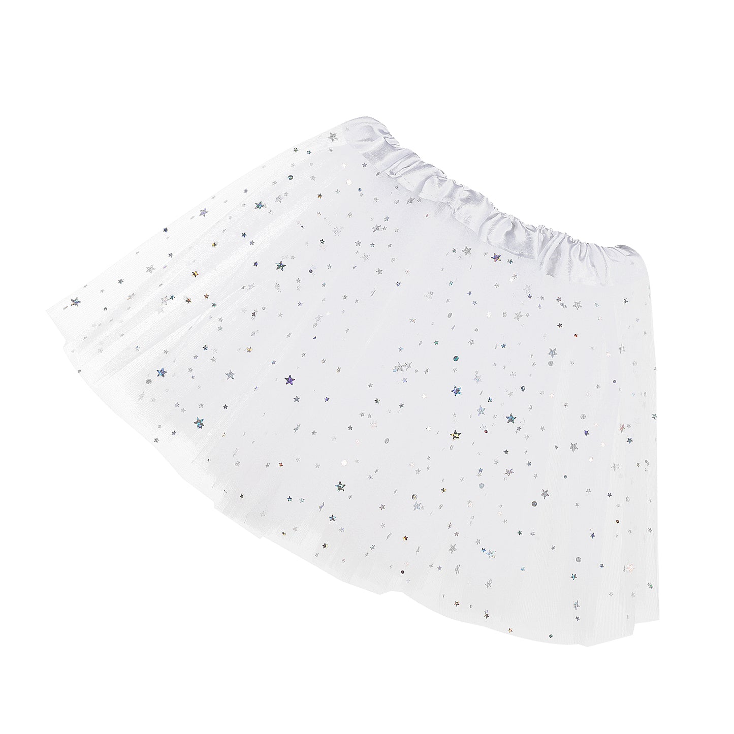 Sibba Girls Tutu Skirt Ballet Leotards Dance Outfit Layers Tulle Sequin Star Tutu Skorts Shiny Dress Princess Skirts Glitter Breathable Skirt for Christmas Performance Party Dancing White
