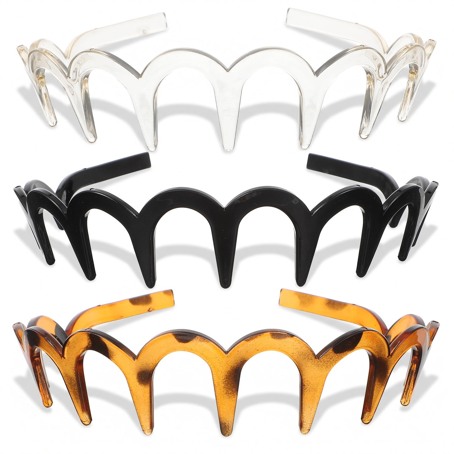 3Pcs Zigzag Headbands for Women U Shape Teeth Hair Comb Headband High Cranium Fashion Head Band Non-Slip Wavy Teeth Hairband Plastic Zig Zag Hairs Hoop Accessory Curly Hair Styling Christmas Halloween