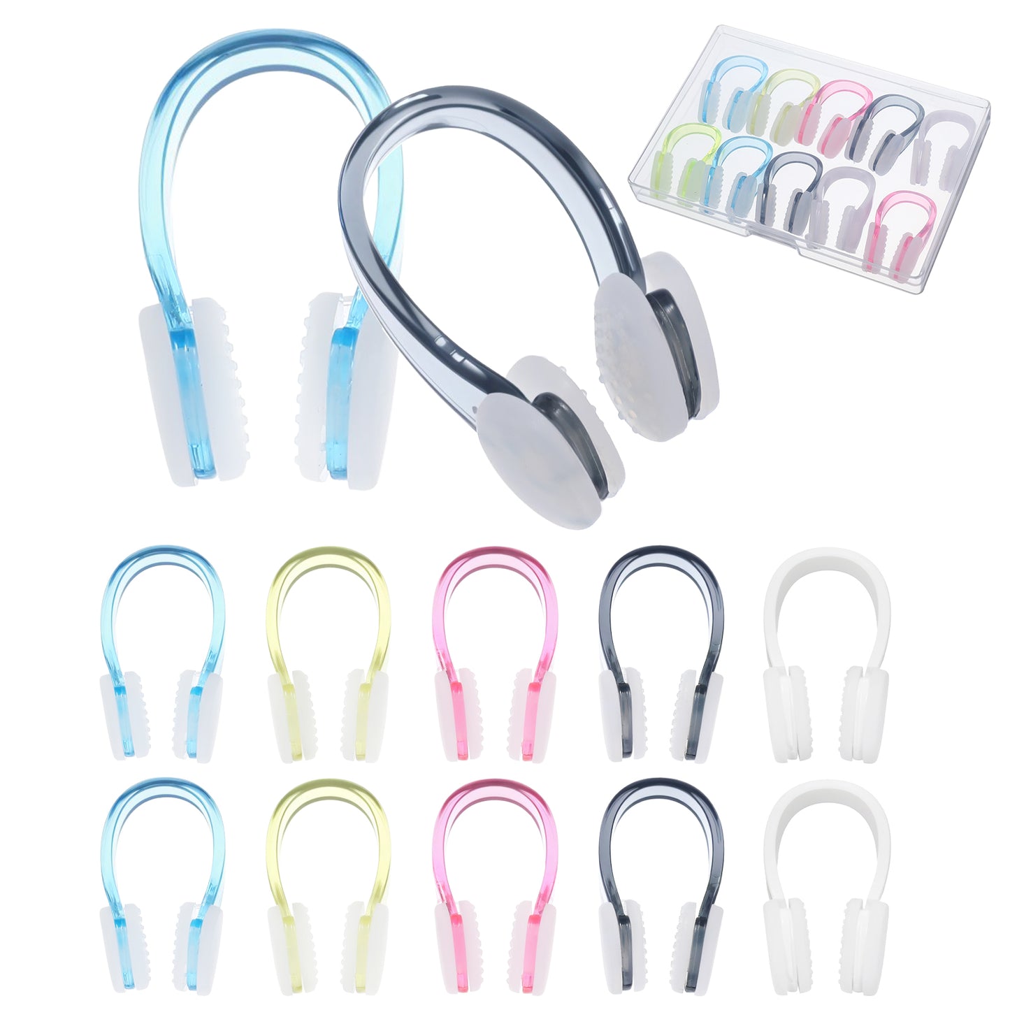 10PCS Nose Clip Bright Colors Swim Nose Plug Waterproof Swimming Noseclip Silicone Gel Swim Noses Plugs Diving Swimming Water Sports Must Haves for Adults Kids Children Aged 7+