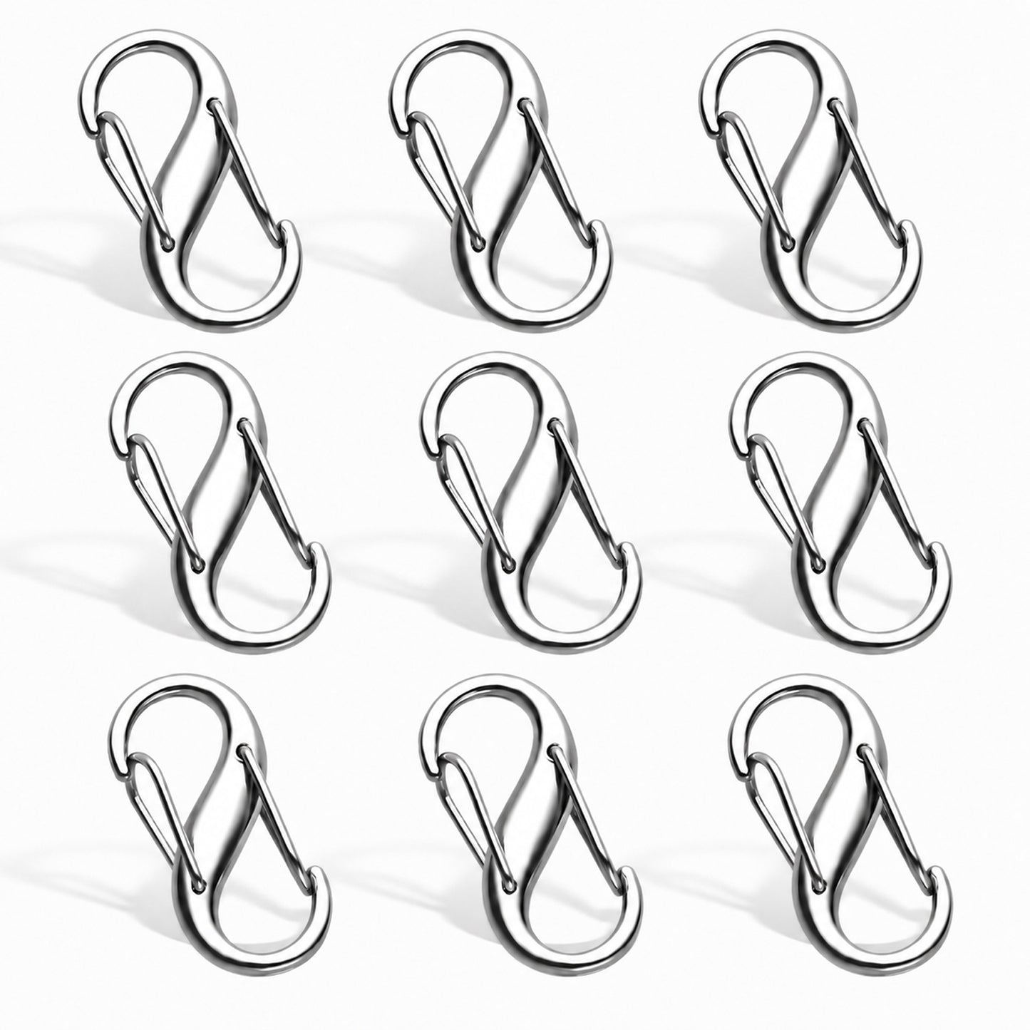 COMNICO Zipper Lock Clips, 9 PCS Alloy Double Opening Theft Deterrent Zipper Pull Replacement, Broken Zipper Fix Repair Slider Backpack Carabiner Clip (Silver)