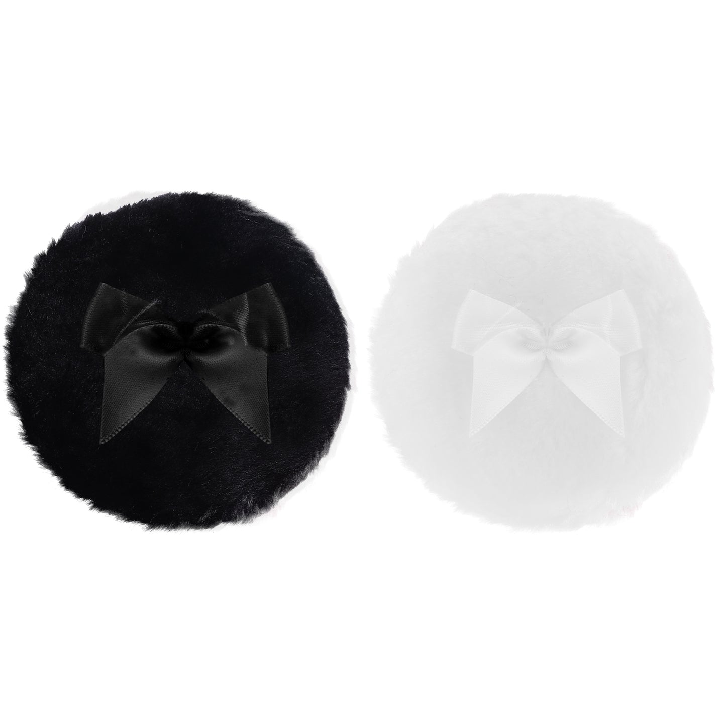 Sibba Large Fluffy Powder Puff, 4 Inch Ultra Soft Washable Reusable Velour Face Body Powder Puff Loose Powder Puffs Wet Dry Makeup Tool (Black&White)