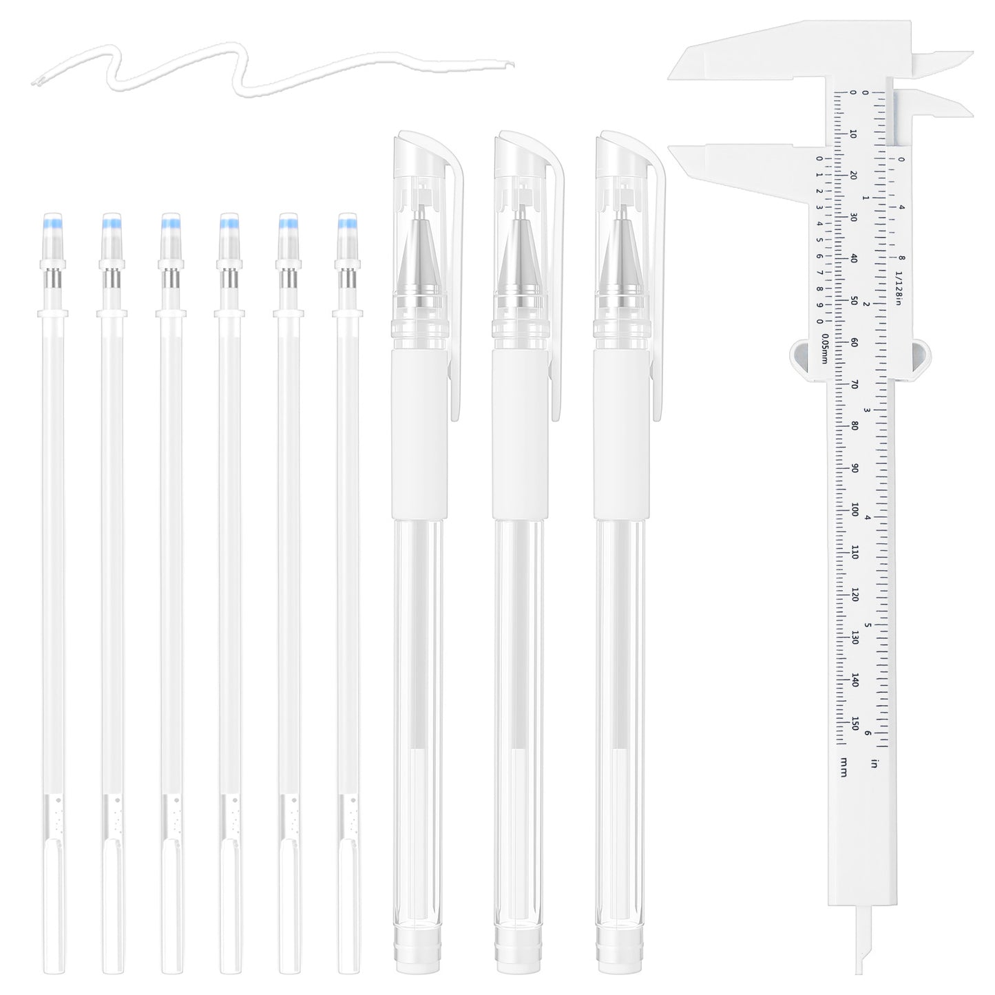 10Pcs Eyebrow Microblading Marker Pen 6 Refills 1 Ruler Skin Marker