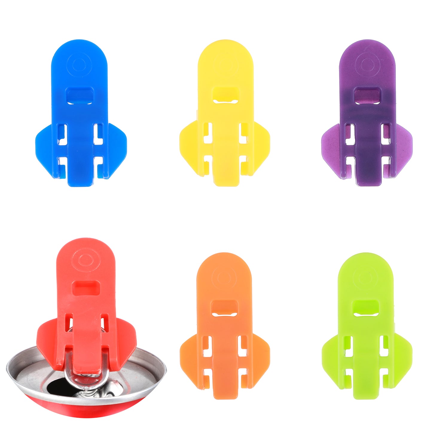 6PCS Manual Easy Can Opener, Colorful Drink Can Protector Cap Soda Beer Can Opener Beverage Can Top Ring Opener Tool Plastic Shields Can Openers for Pop, Coke, Beer, Soda, Drink Aluminum Beverage
