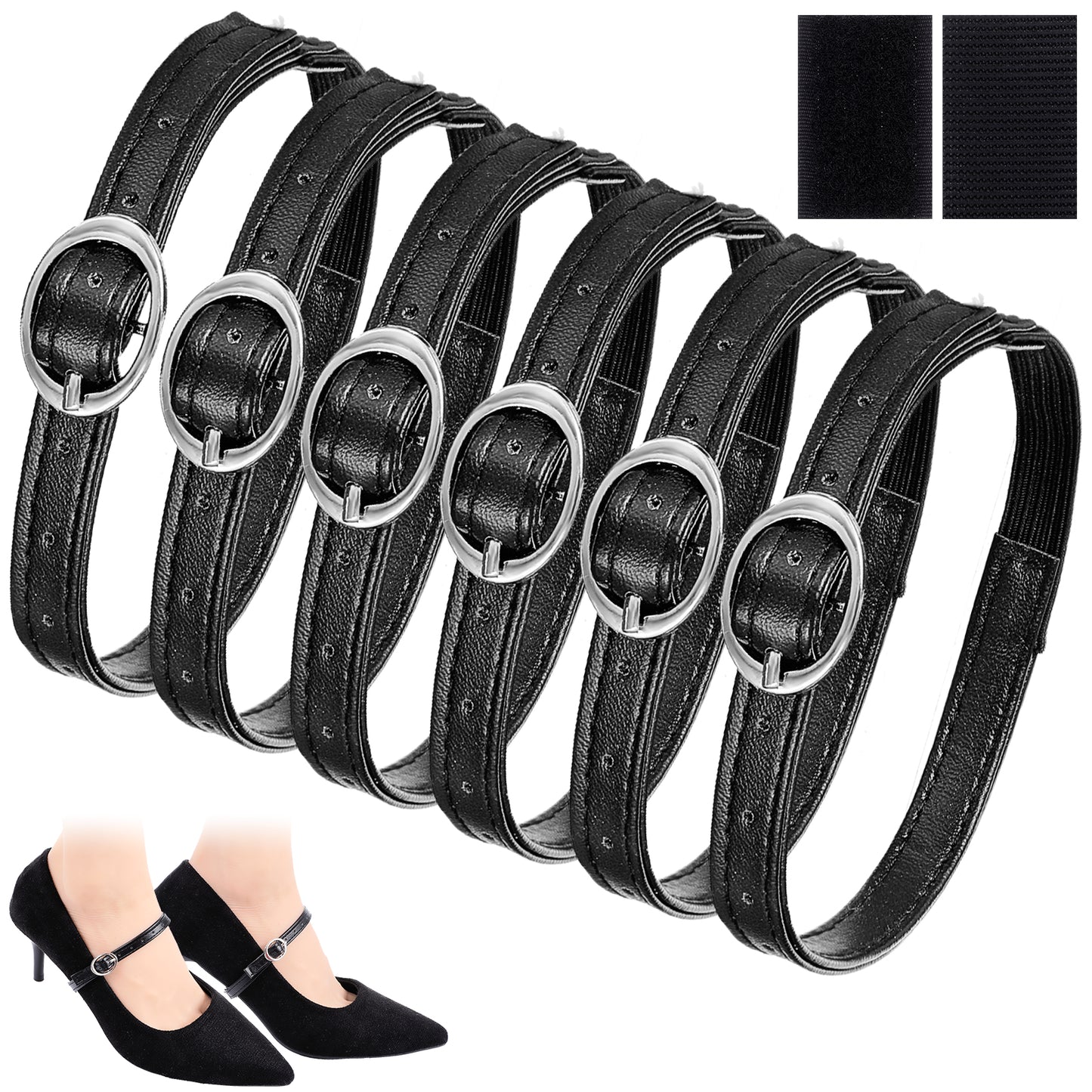 Wanmu 3 Pairs High Heels Shoe Straps Detachable Elastic Ankle Straps for Loose Shoes & Heels Adjustable PU Shoe Belt Band for Women Girls