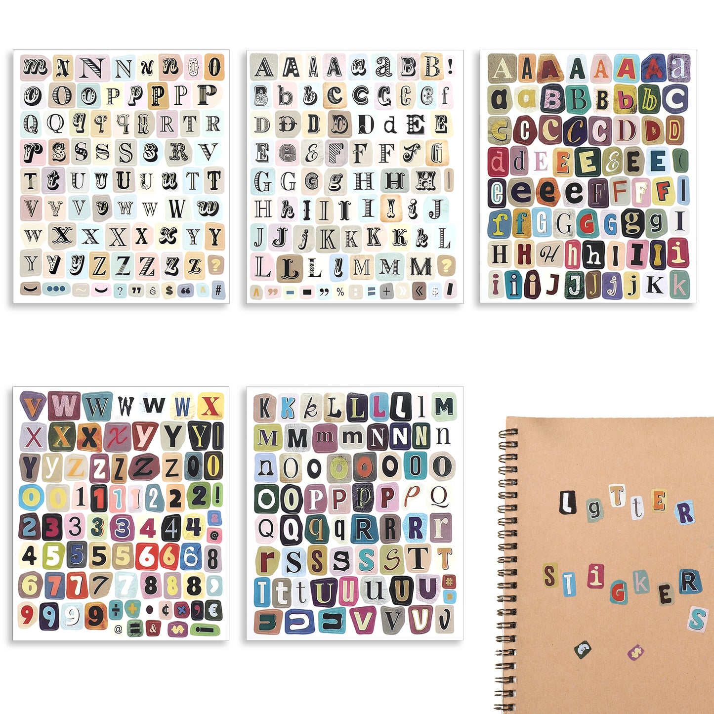 KFHENSOMR 372 Pcs Magazine Letter Stickers Vintage Scrapbooking Letter Stickers Small Alphabet Stickers English Alphabet Symbol Label Sticker for Scrapbooking Accessories