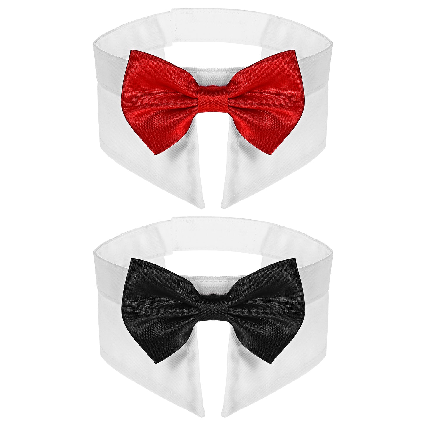 2 Pcs Dog Tuxedo Collar Cat Elegant Bow Tie Black Bowtie with White Collar Handcrafted Adjustable Formal Pet Necktie Collar for Wedding Grooming Birthday Puppy Boy Outfit