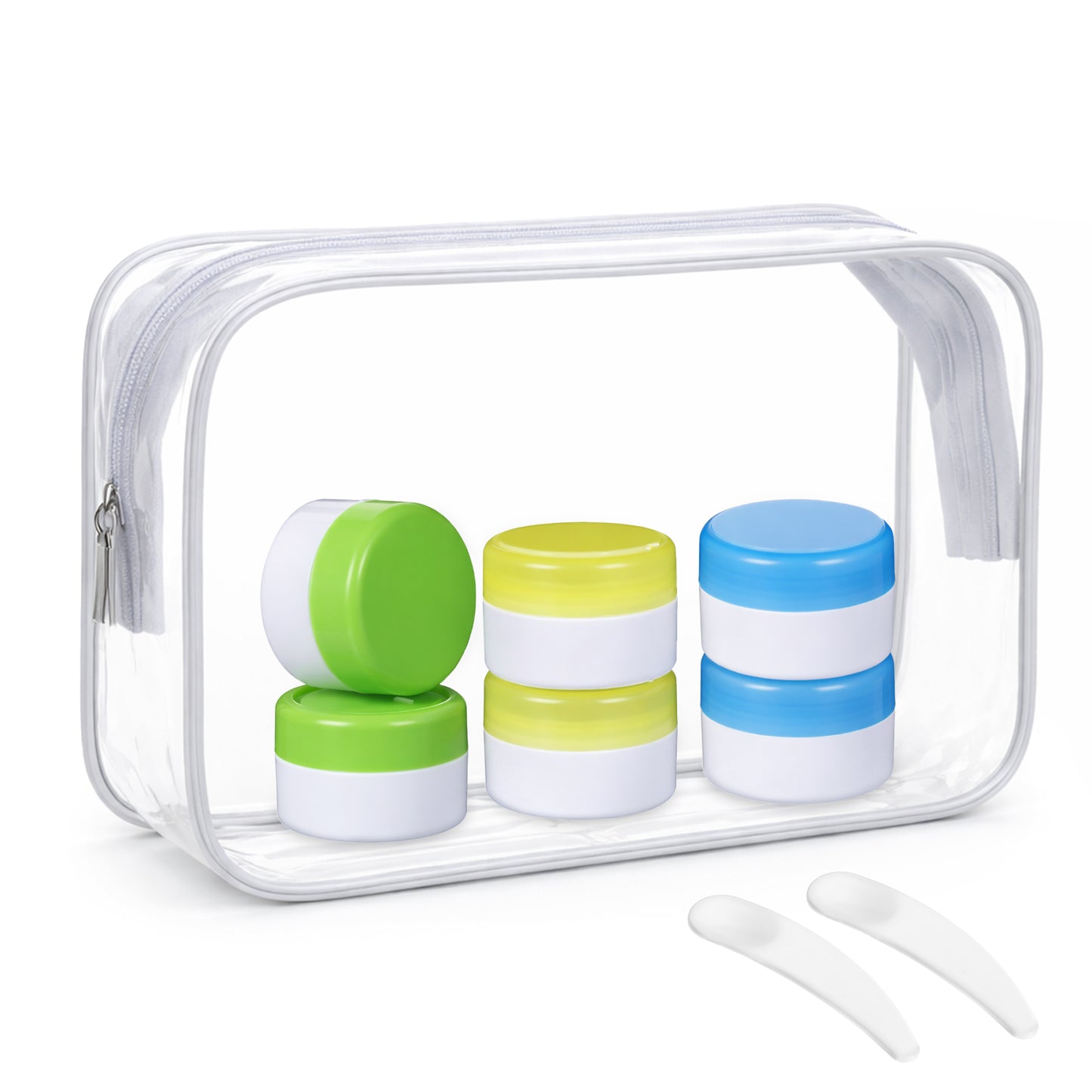 Hadnves 6 PCS Travel Containers for Toiletries 0.7oz TSA Approved Size Refillable Cream Jars with Lids Scraper Leakproof Cruise Essentials Accessories for Cosmetic Lotion Face Hand Body Cream