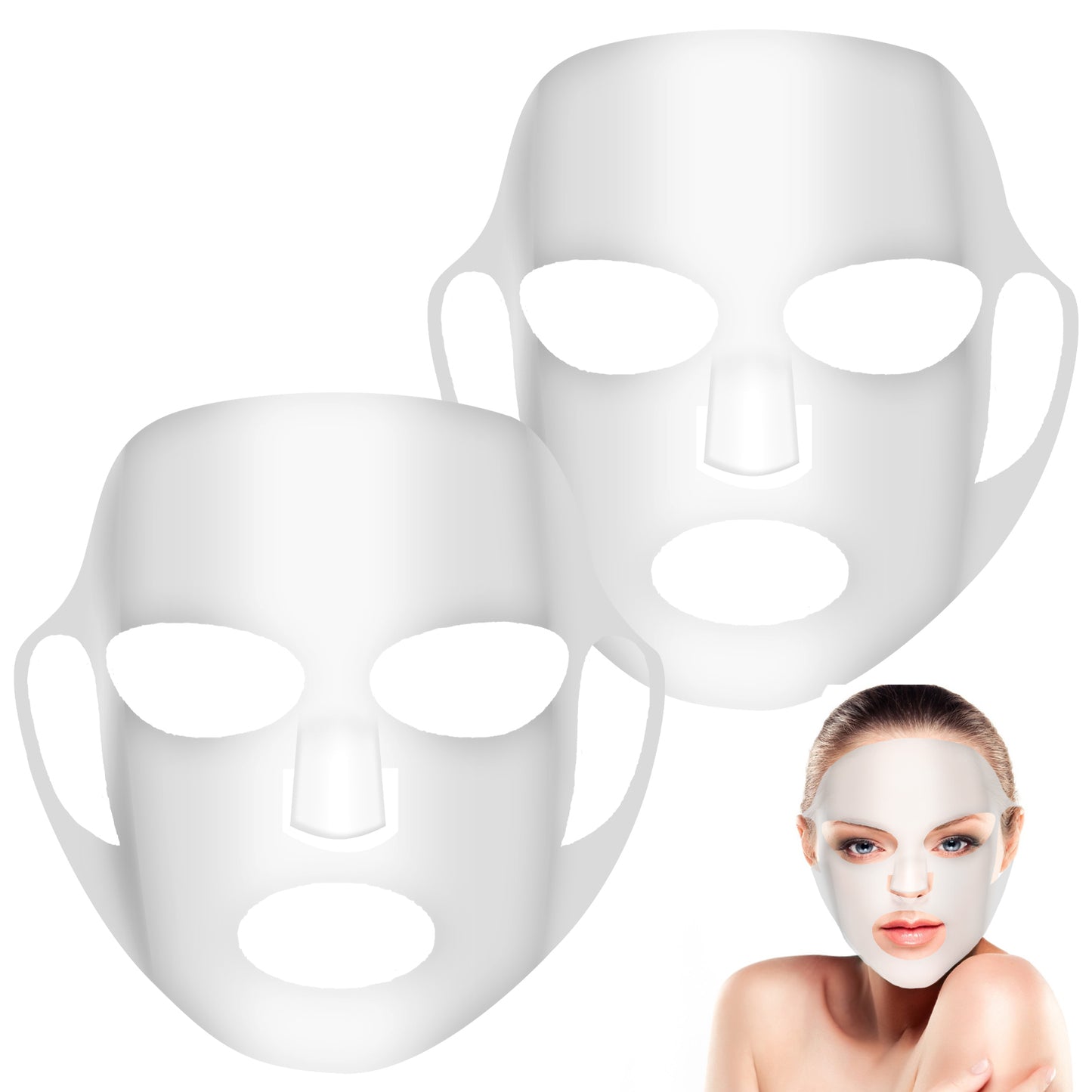COMNICO 2 Sheets Silicone Face Mask Cover, Reusable Anti-Wrinkle Face Mask Holder Moisturizing 3D Facial Mask Cover Prevent Evaporation Falling Skincare Beauty Spa (2 Transparent)
