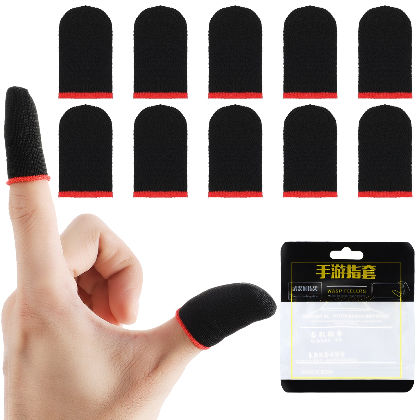 Wanmu 5Pcs Finger Sleeves for Mobile Gaming, 0.3mm Fiber Ultra Thin Finger & Thumb Sleeves, Anti Sweat Gaming Gloves Compatible with All Touchscreen Devices