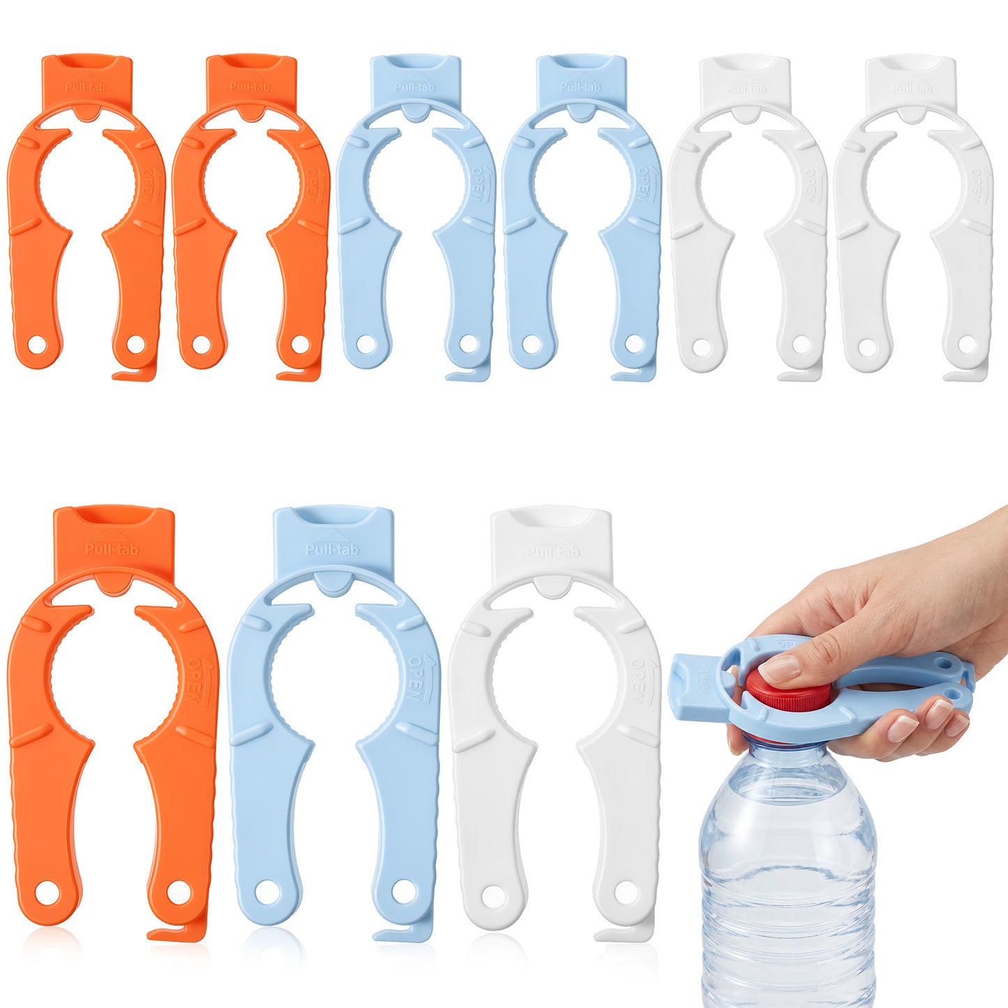 9 Pack Plastic Bottle Cap Opener 3-in-1 Multi-Purpose Gripper Easy-Grip Soda Can Openers Water Bottle Openers Jar Opener Tool for Home Kitchen Camping Outdoor Weak Hands Seniors Elderly