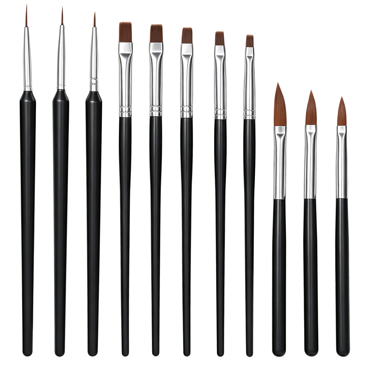 YUXIANLB 11pcs Nail Art Brushes Set, Fingernail Art Design Pens Wood Handle Clean Up Building Painting Liner French Nail Kit DIY Salon Use Manicure Professional Tools Gift for Women Home