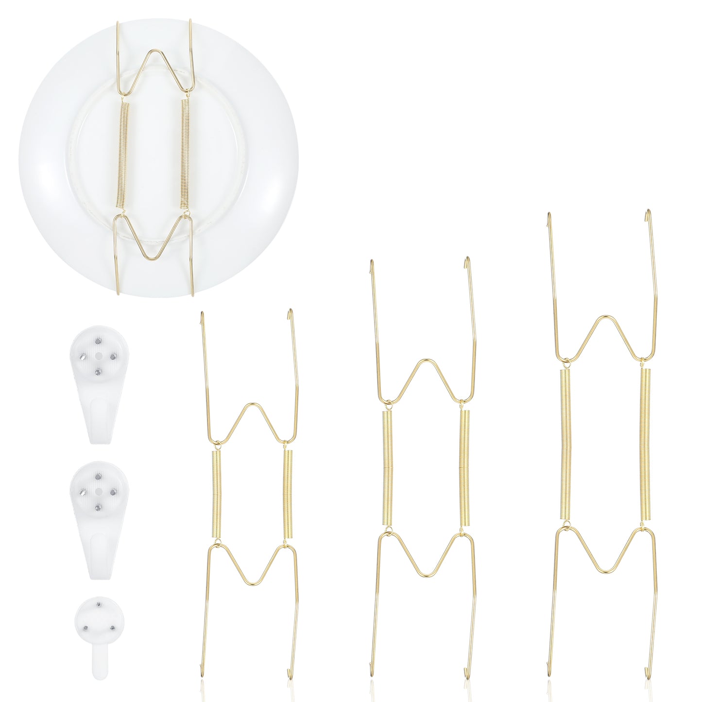 Wanmu 3Pcs Plate Wall Hangers for Display, 6/8/10Inch Invisible Plate Holders for Displaying Stainless Steel Decorative Wall Plates with 3 Pack Wall Hooks for 5.5 to 10.5 Inch Decorative Plates Arts