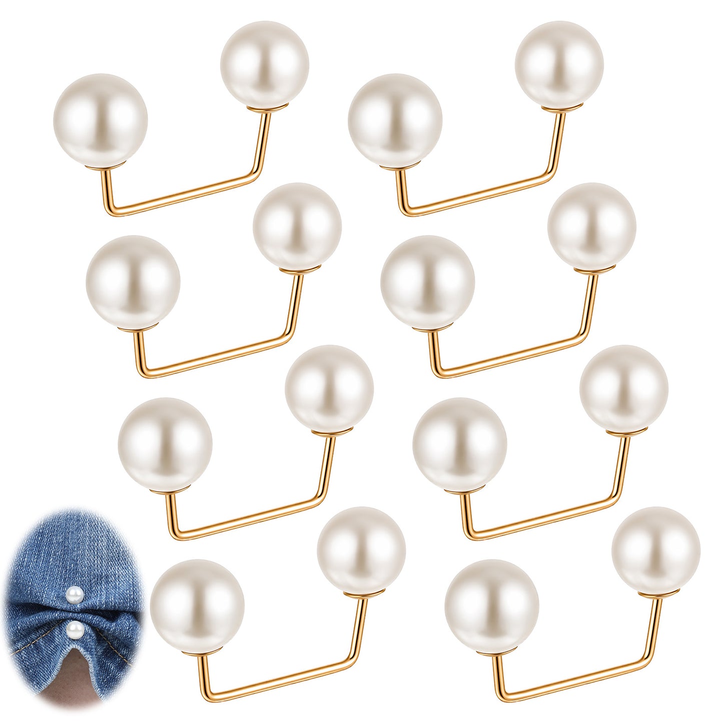 Hadnves 8PCS Faux Pearl Brooch Pin Sweater Shawl Clip Decorative Safety Pin